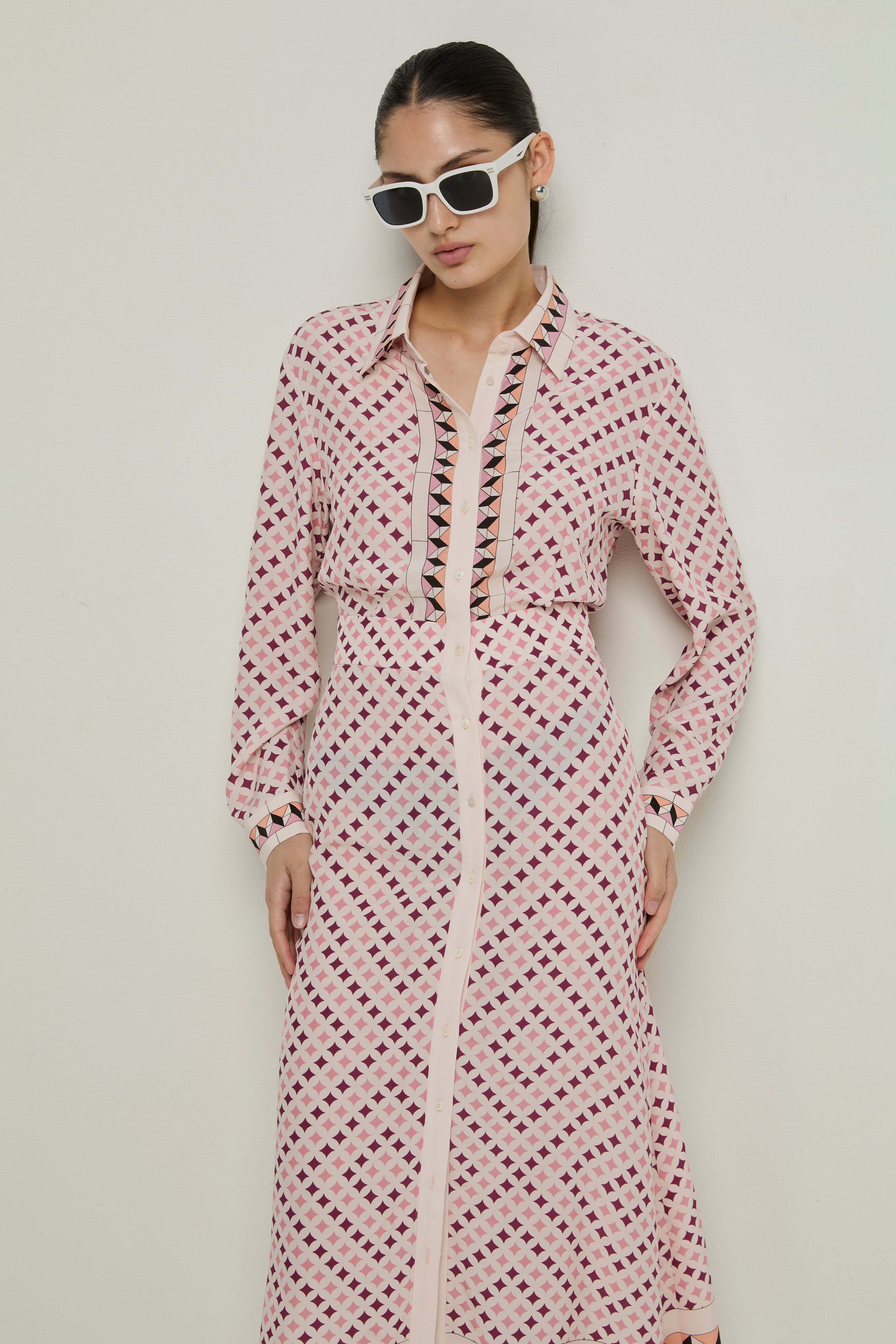 GEOMETRIC PRINT SHIRT DRESS
