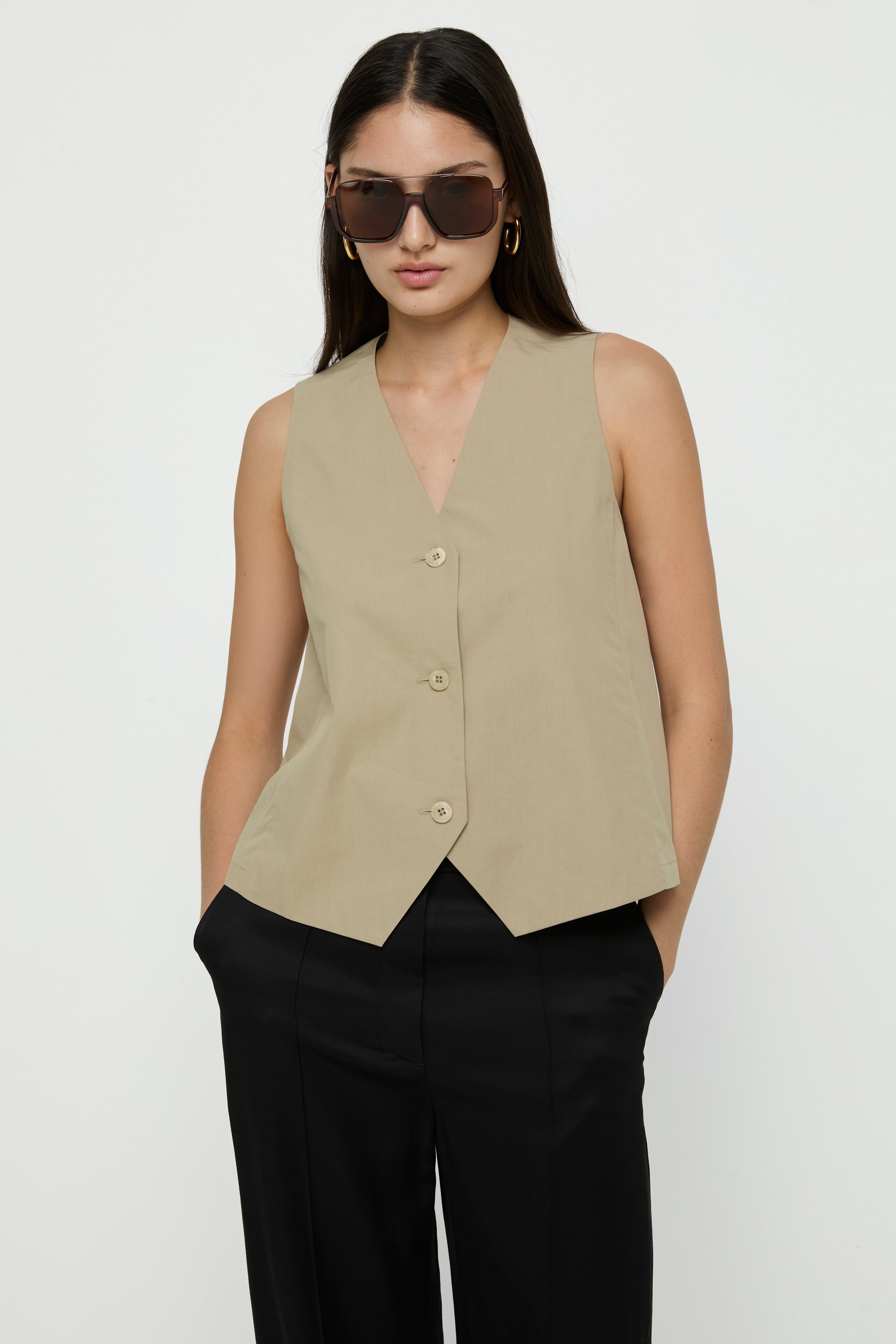 BUTTON-UP V-NECK VEST