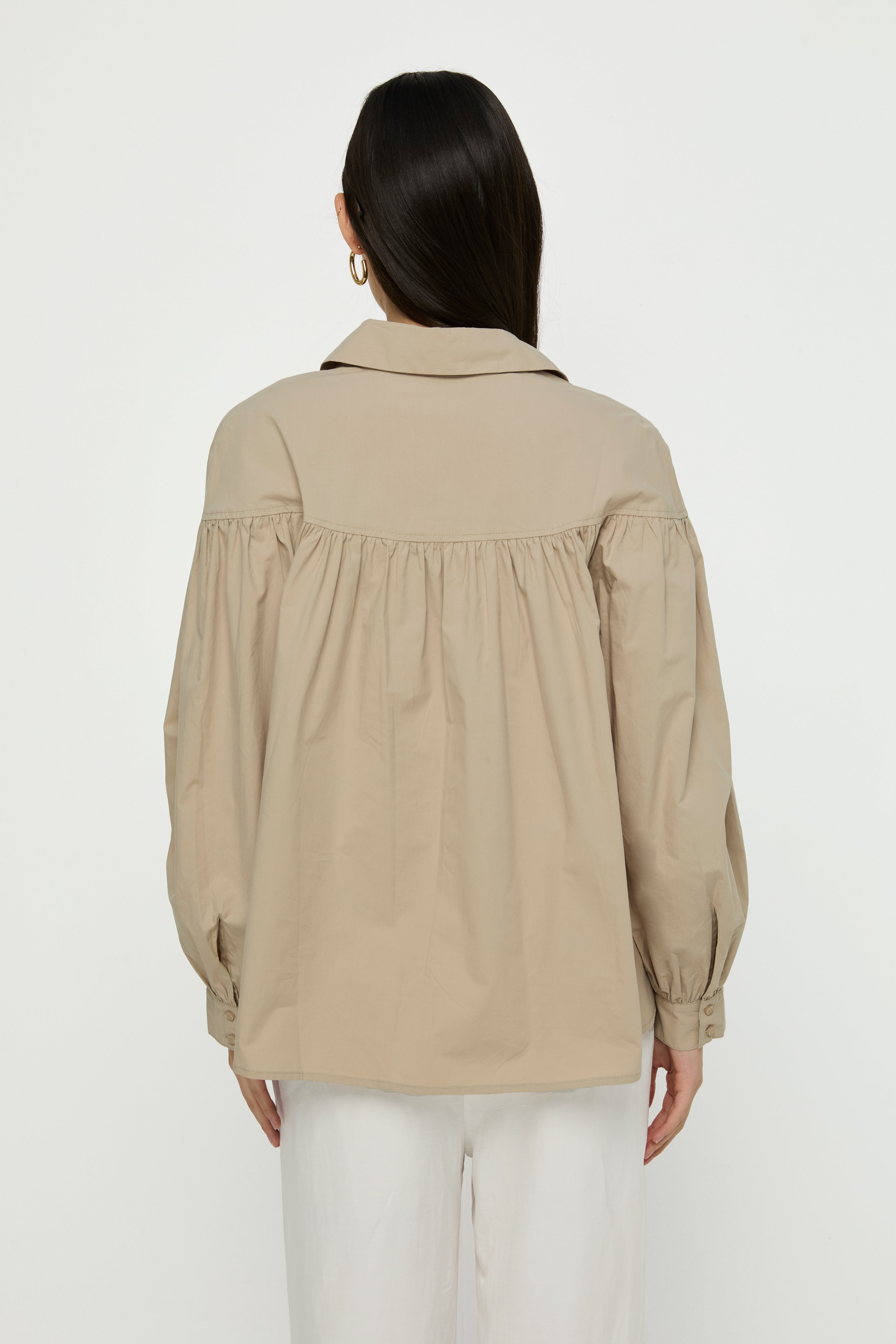 LONG SLEEVE GATHERED BLOUSE