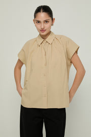 GATHERED NECKLINE BLOUSE