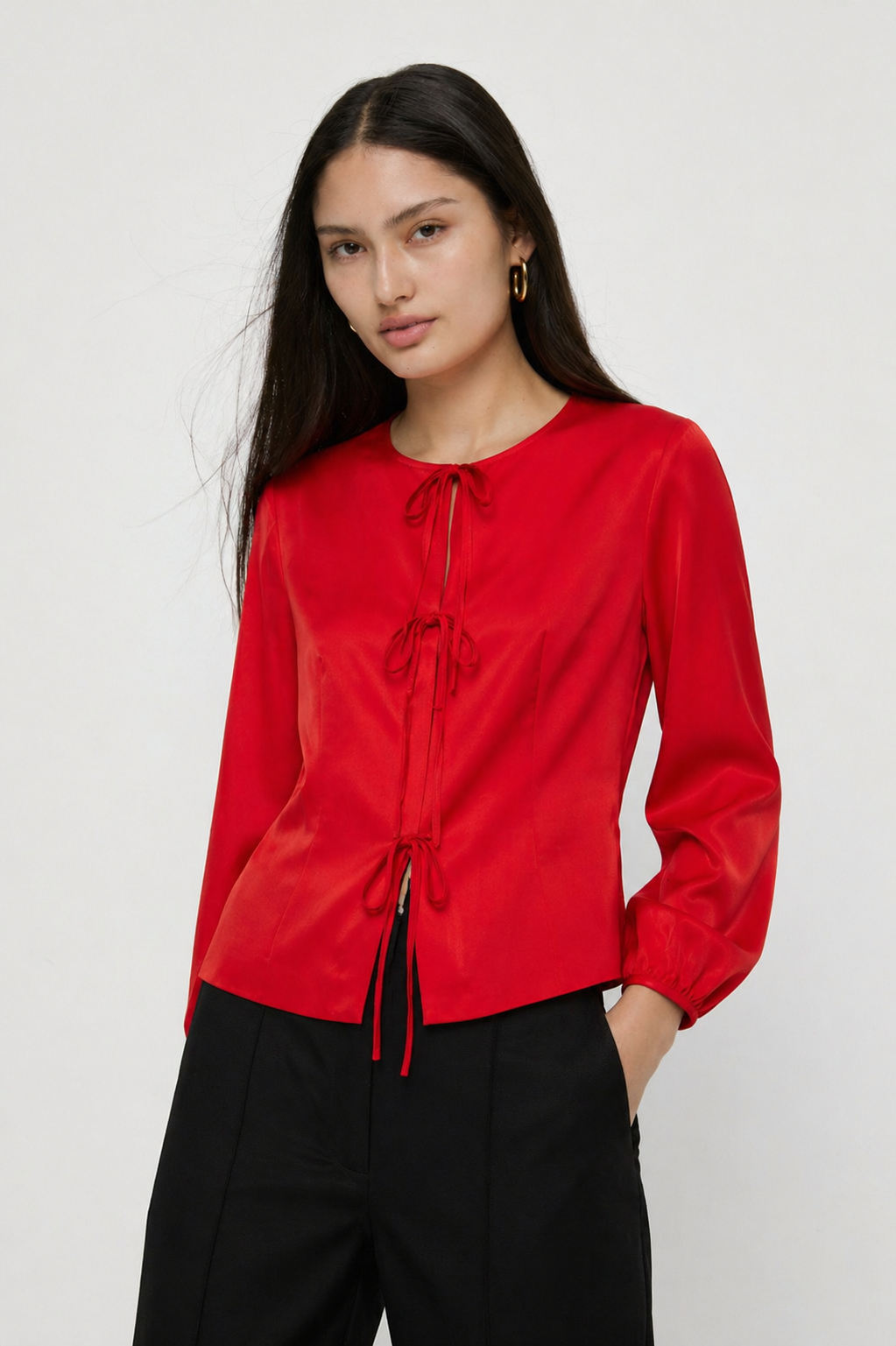 FRONT-TIE BLOUSE