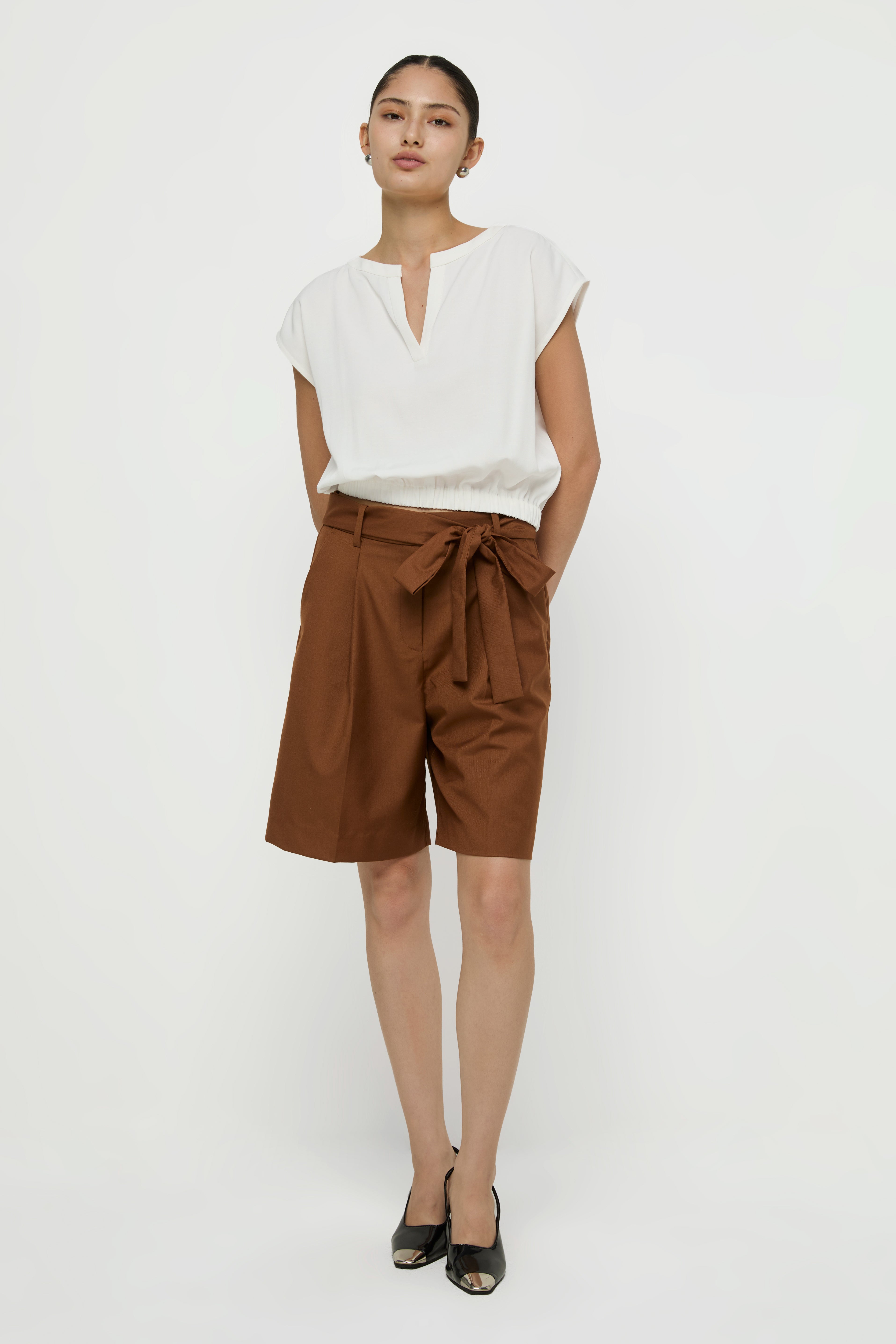 TIE-FRONT SHORTS