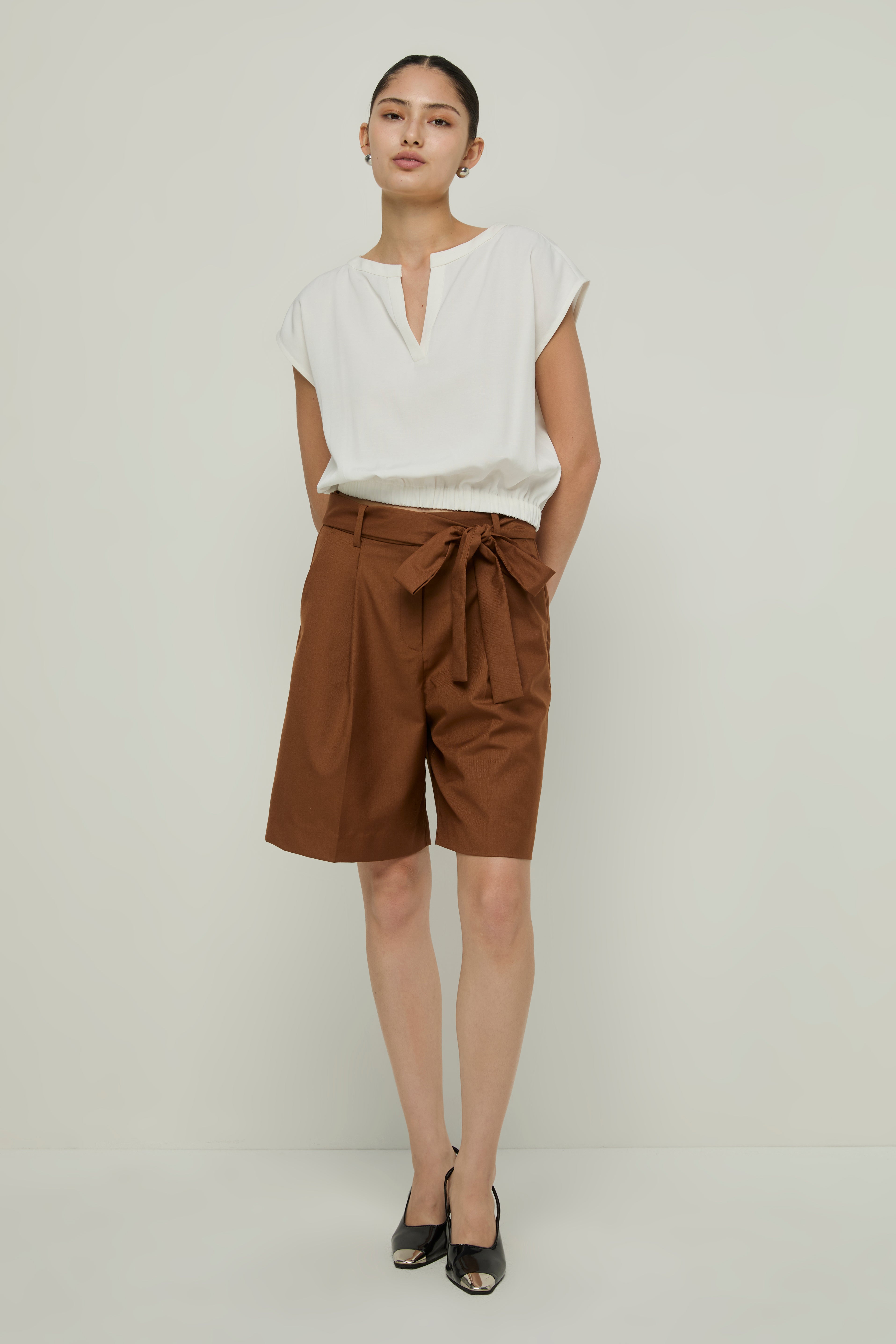 TIE-FRONT SHORTS