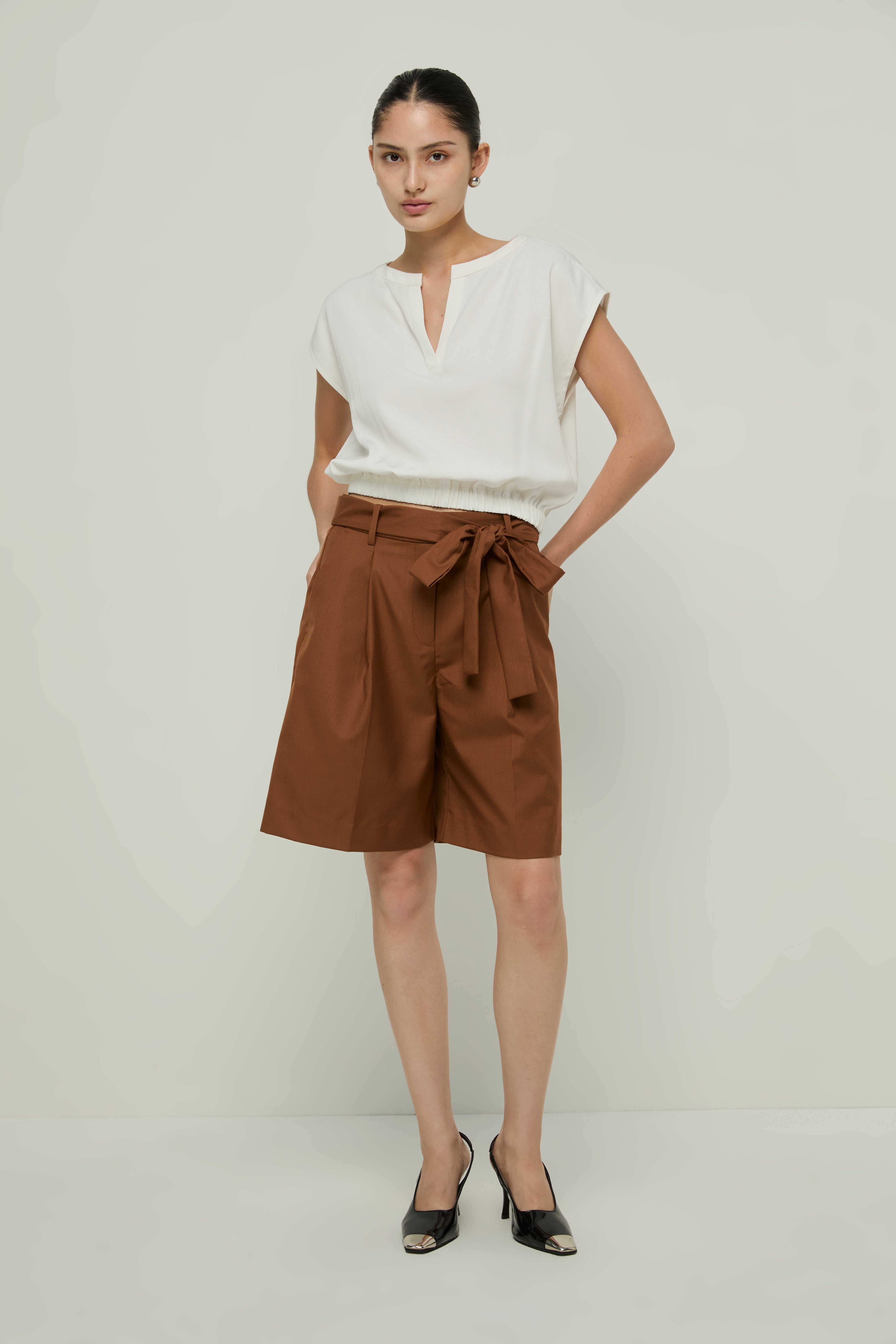 TIE-FRONT SHORTS