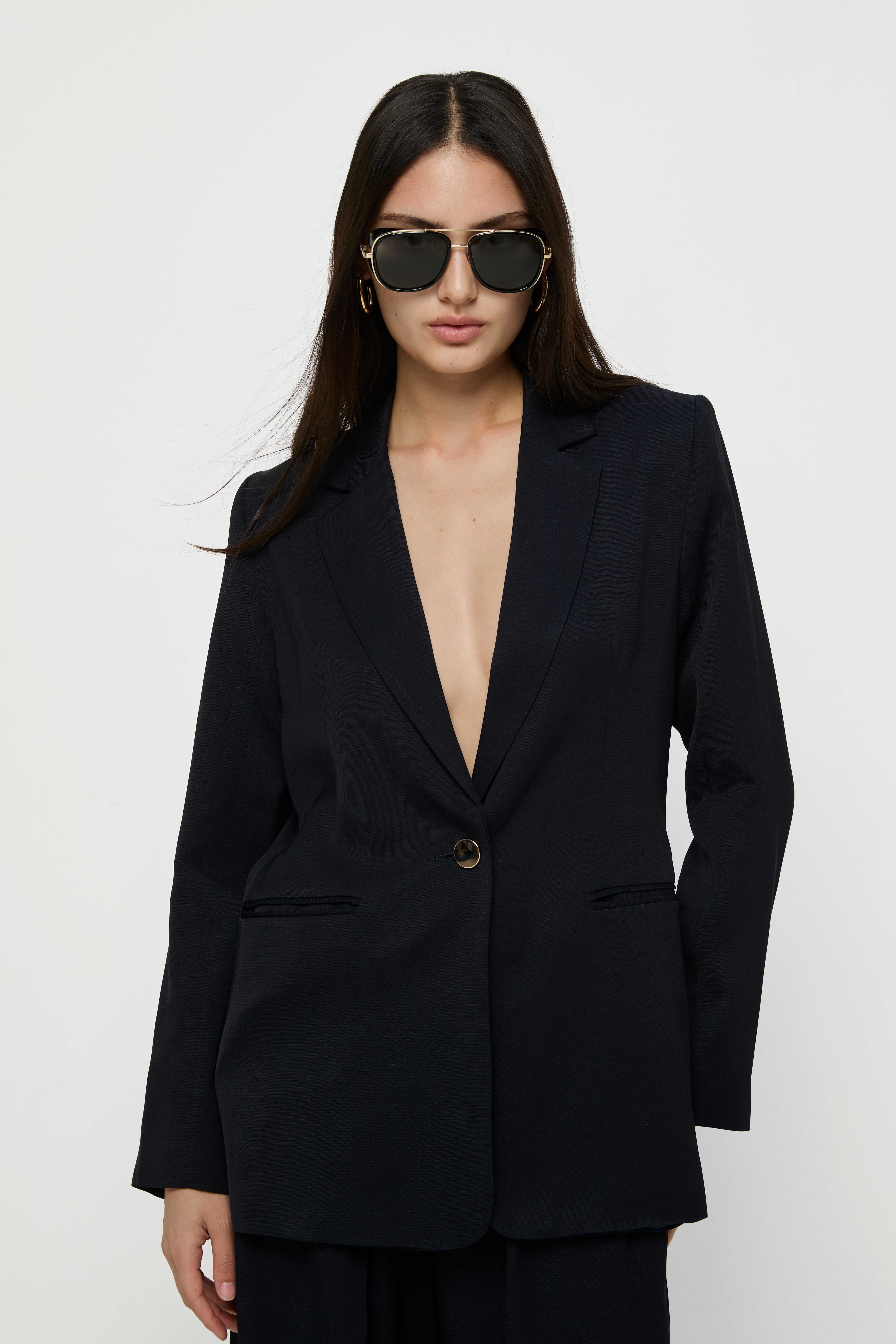 WRAP BLAZER WITH GOLD BUTTON