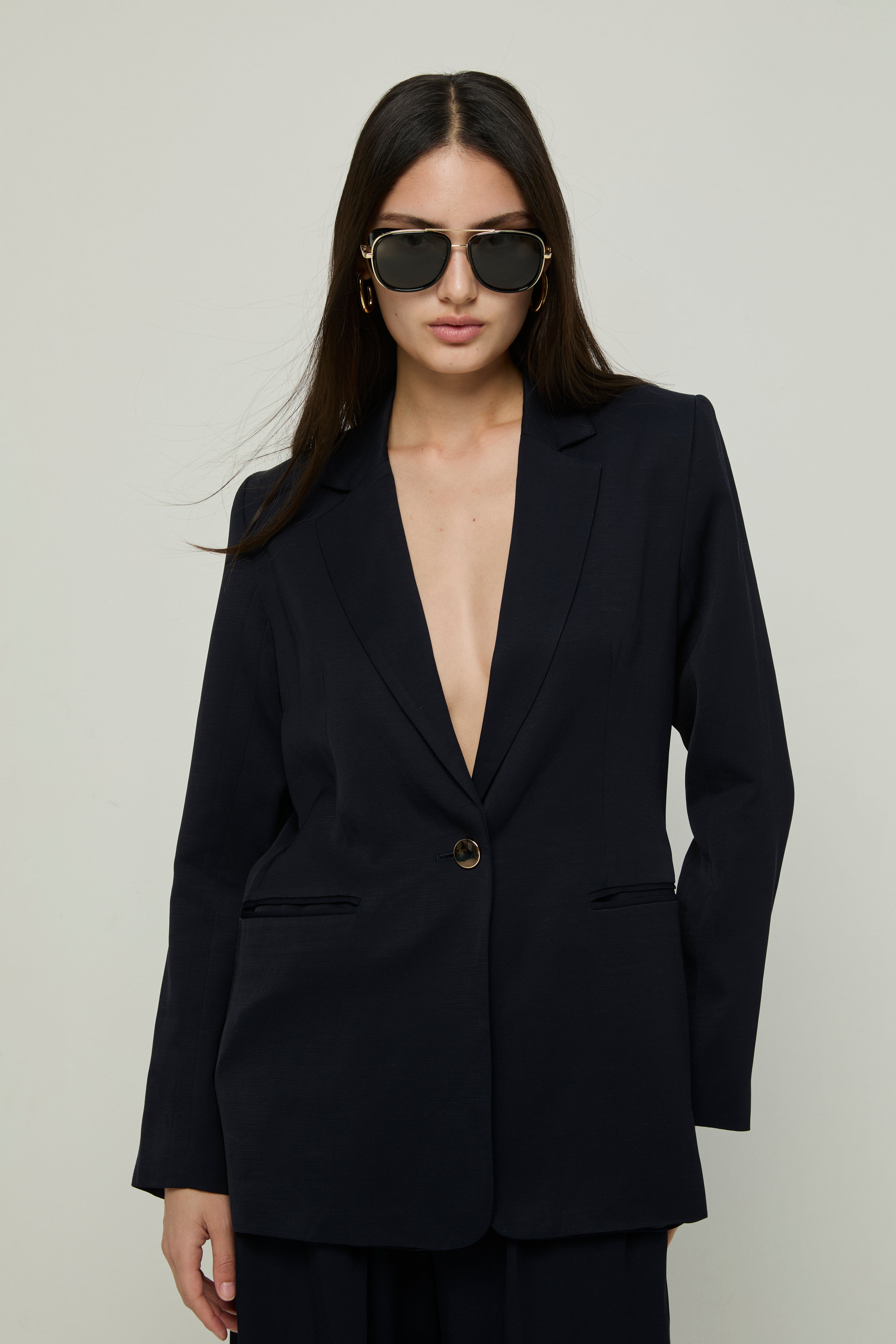 WRAP BLAZER WITH GOLD BUTTON