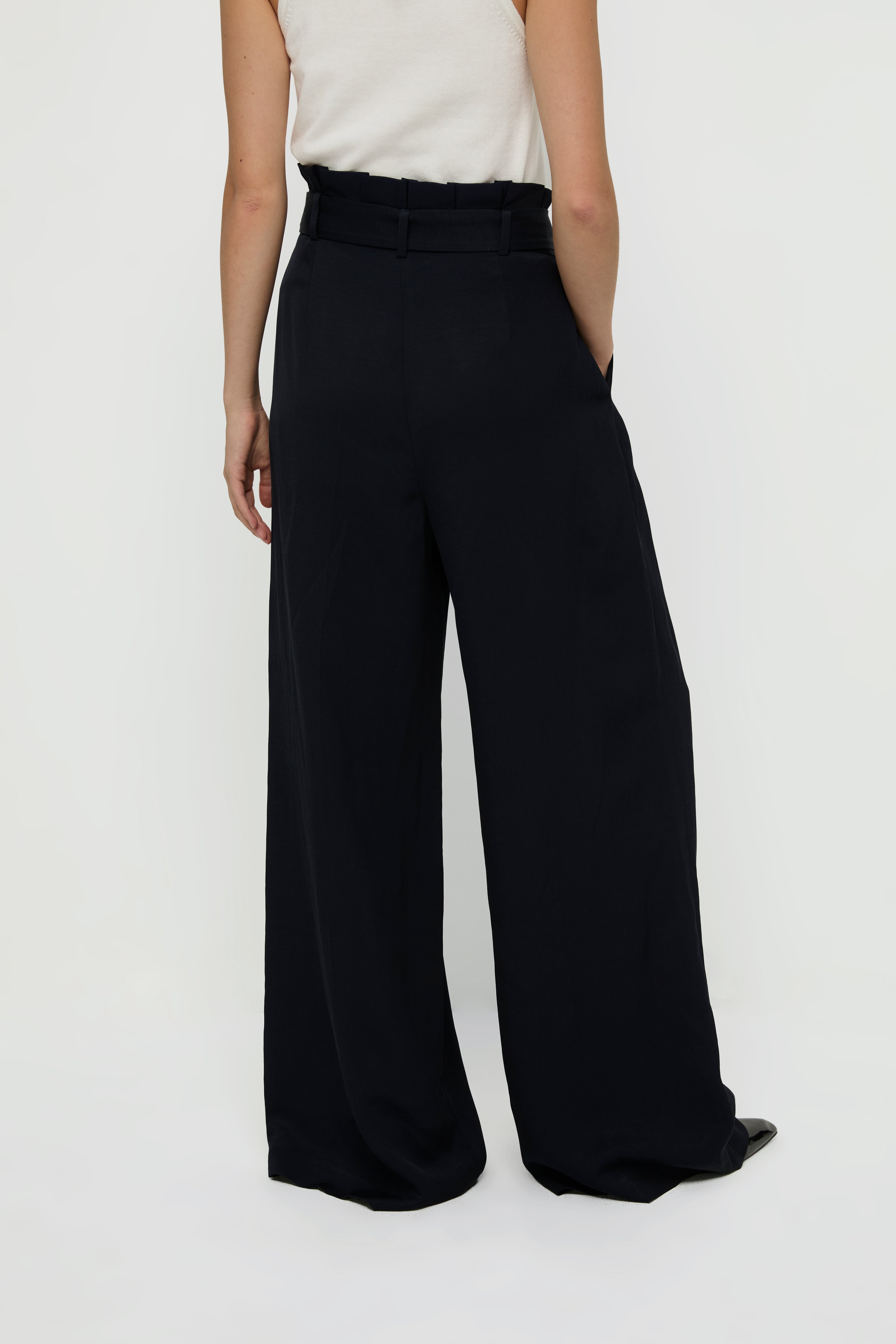 PAPERBAG WAIST WIDE LEG PANTS