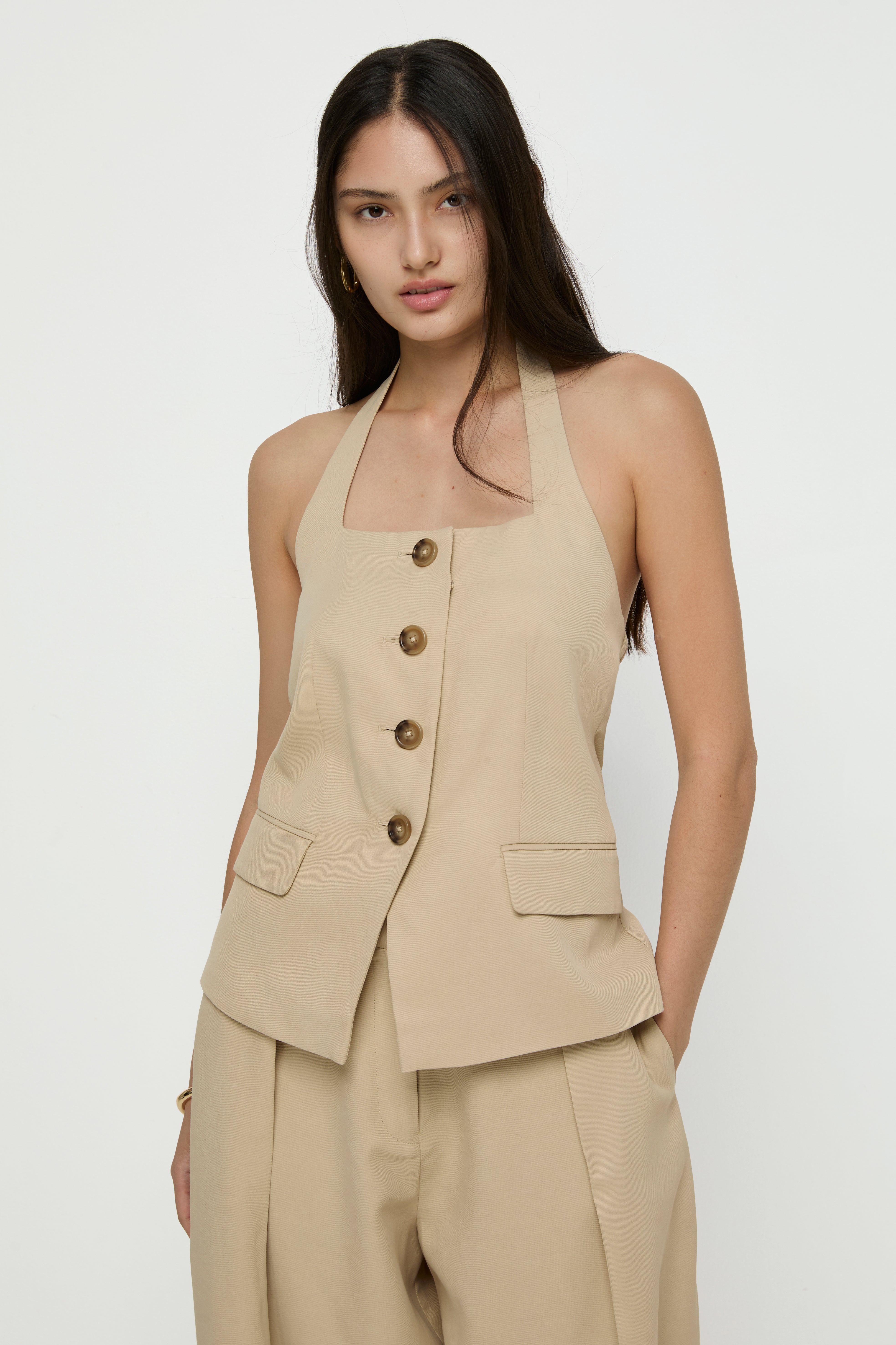 HALTER BUTTON-UP VEST