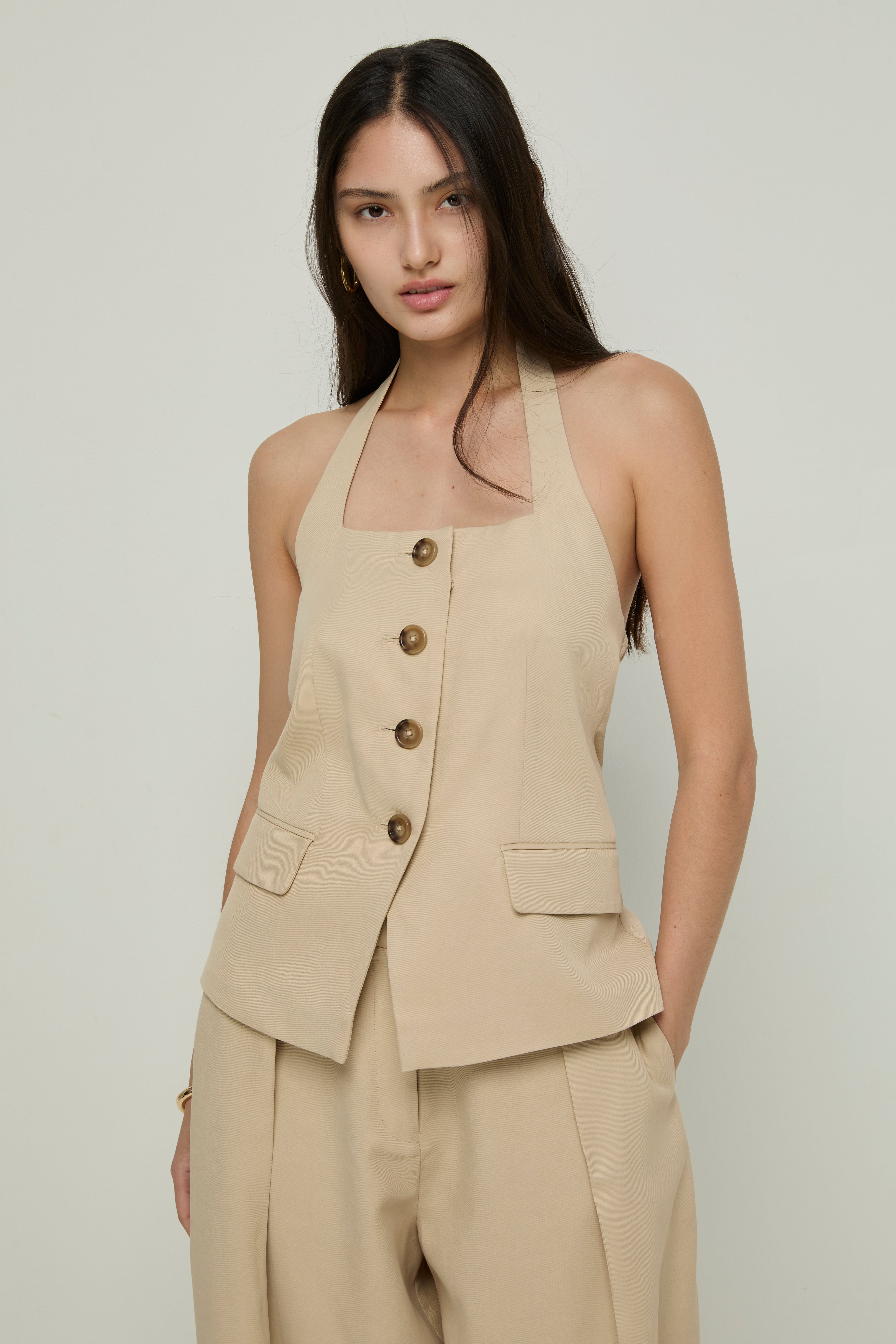HALTER BUTTON-UP VEST