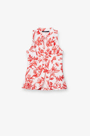 FLORAL TIE-NECK TOP