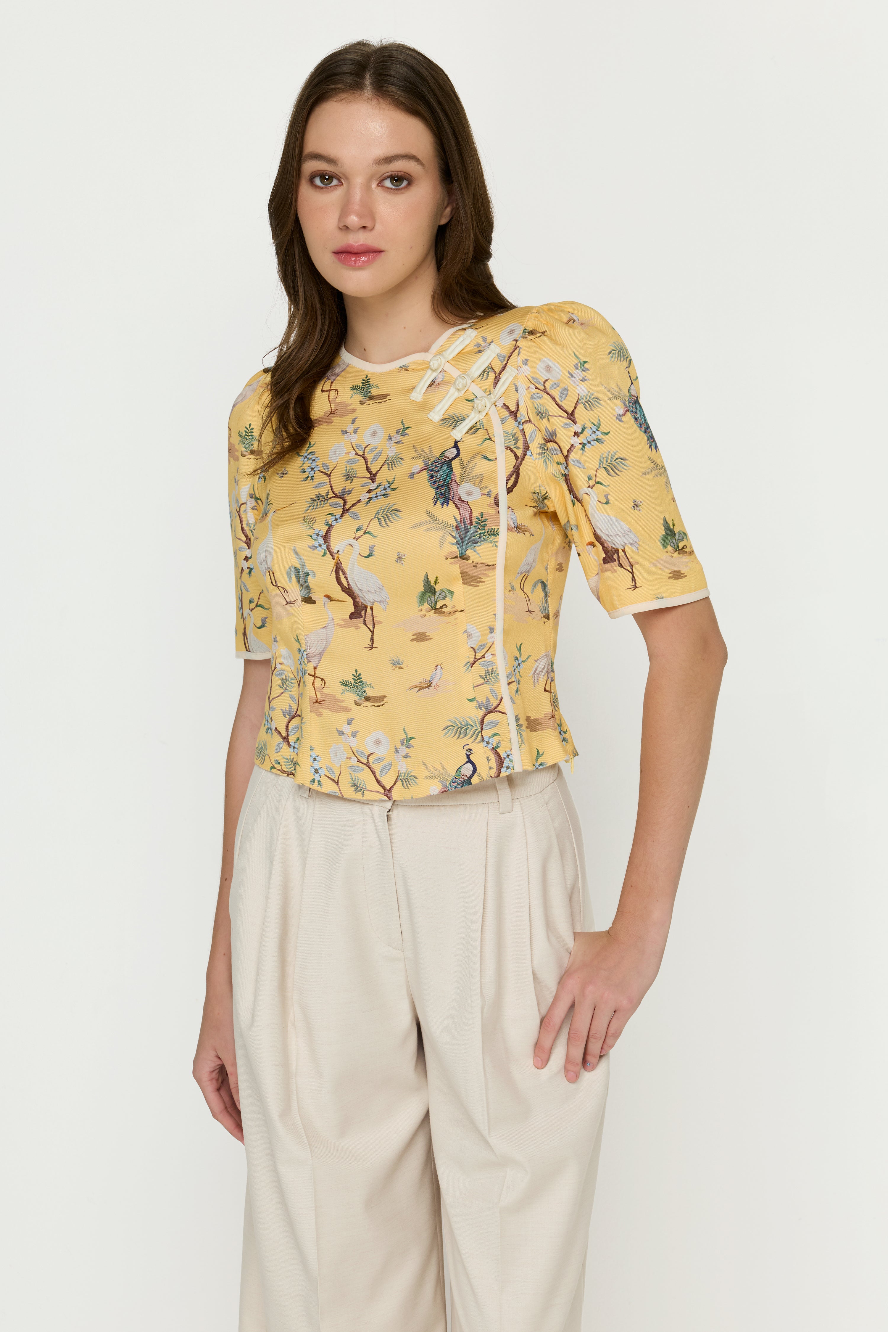 CHINESE STYLE CONTRAST PRINTED T-SHIRT