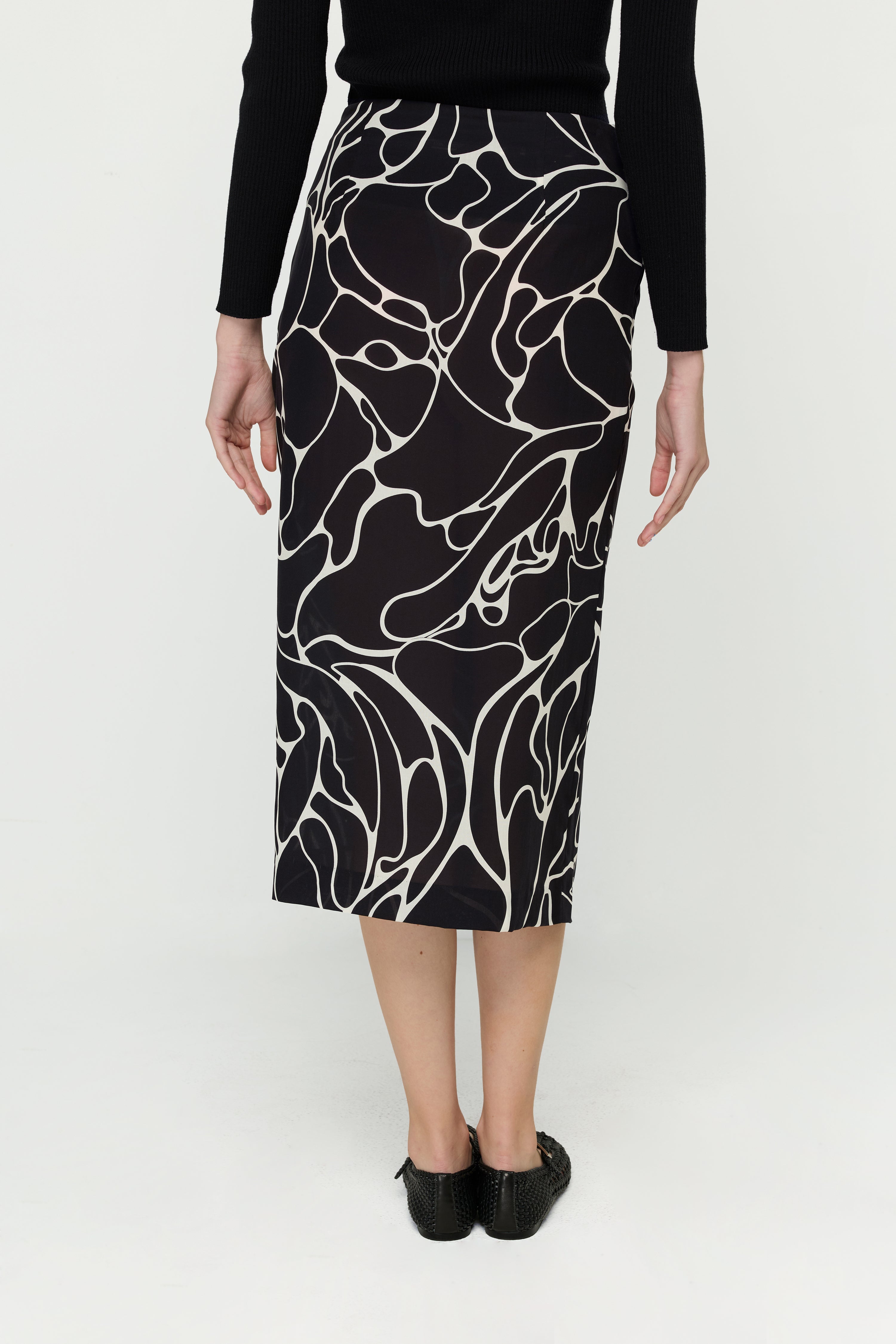 PRINT LONG SKIRT TIE SIDE WRAP SKIRT