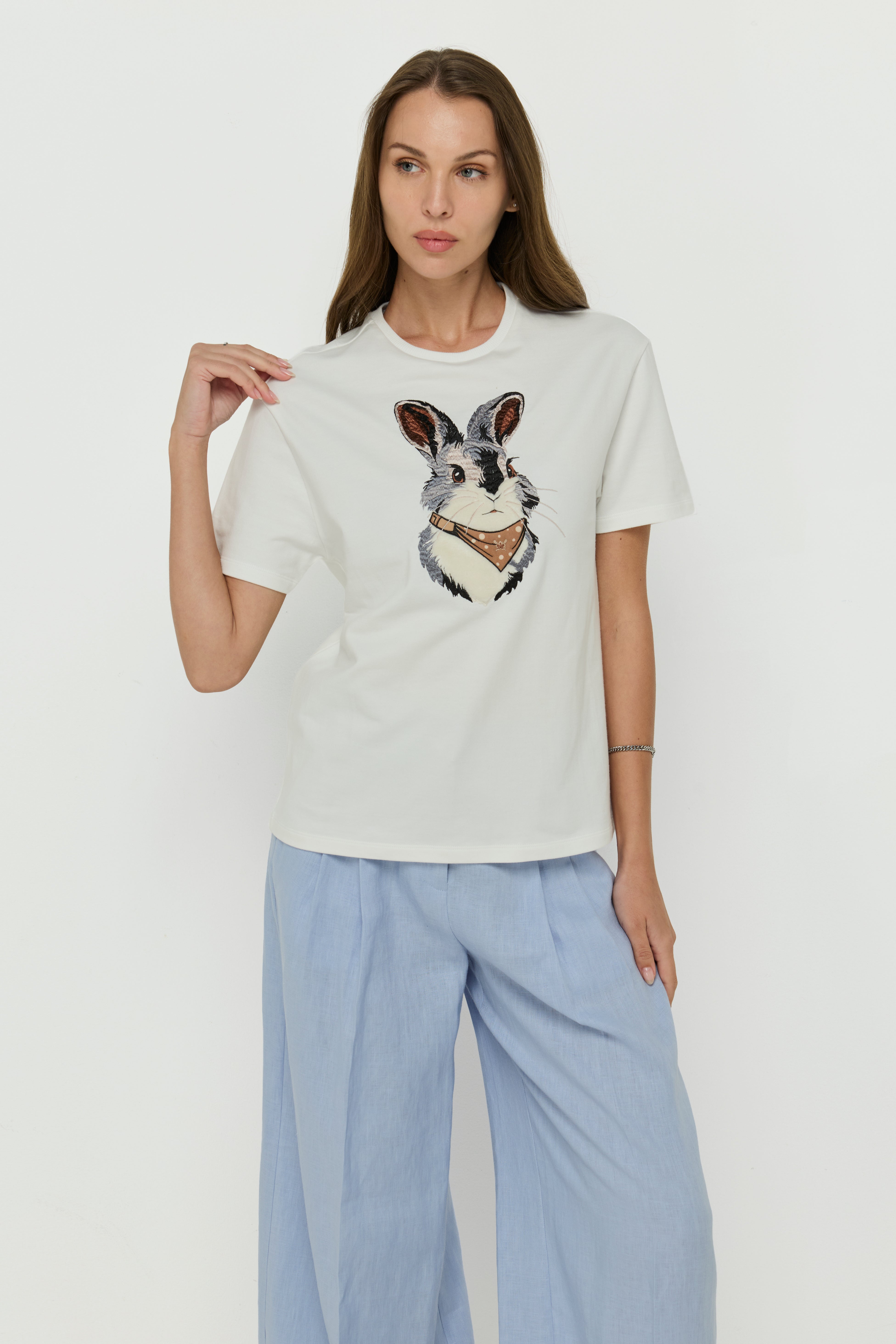 PRINTED RABBIT WHITE T-SHIRT