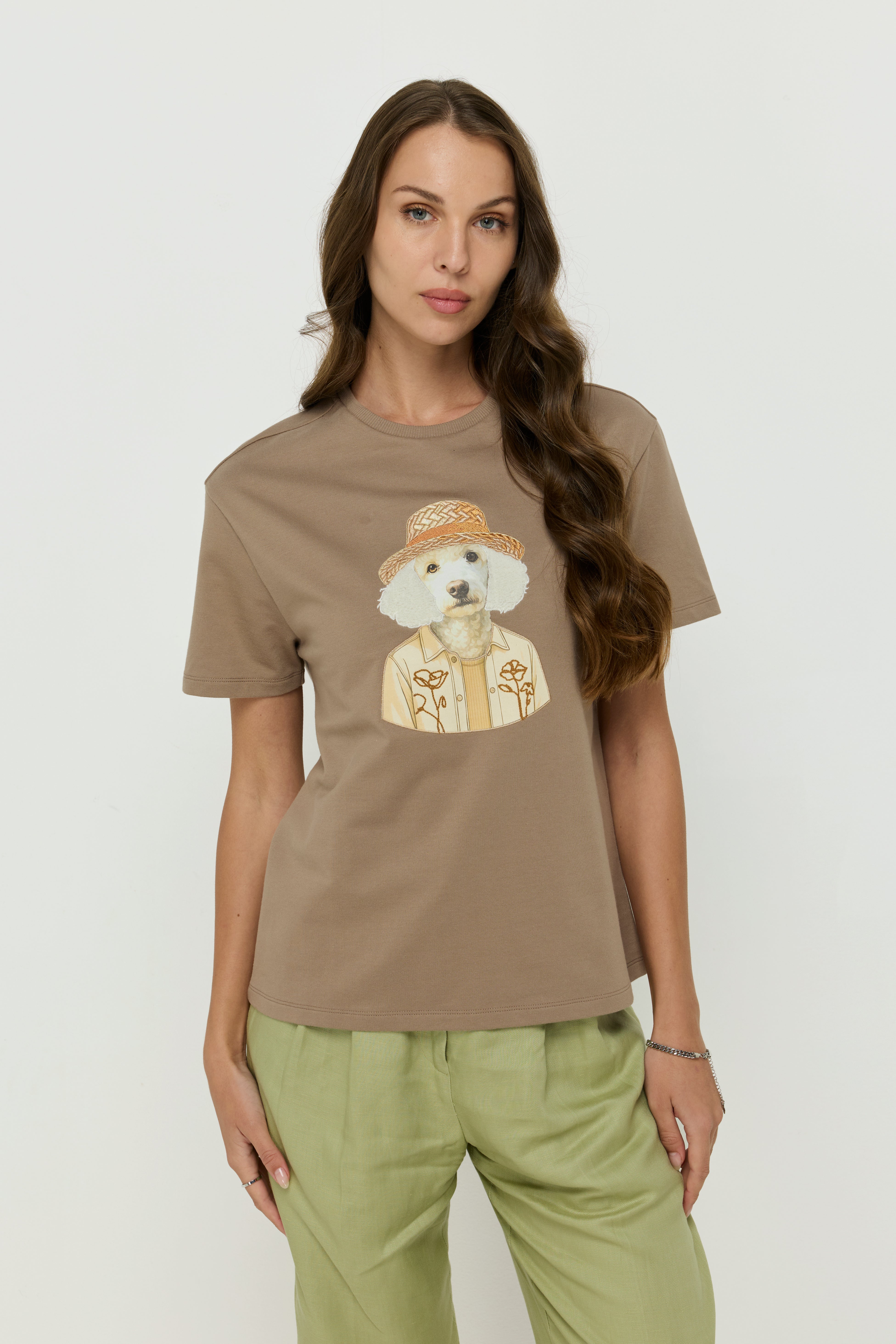 PRINTED LITTLE POODLE WHITE T-SHIRT