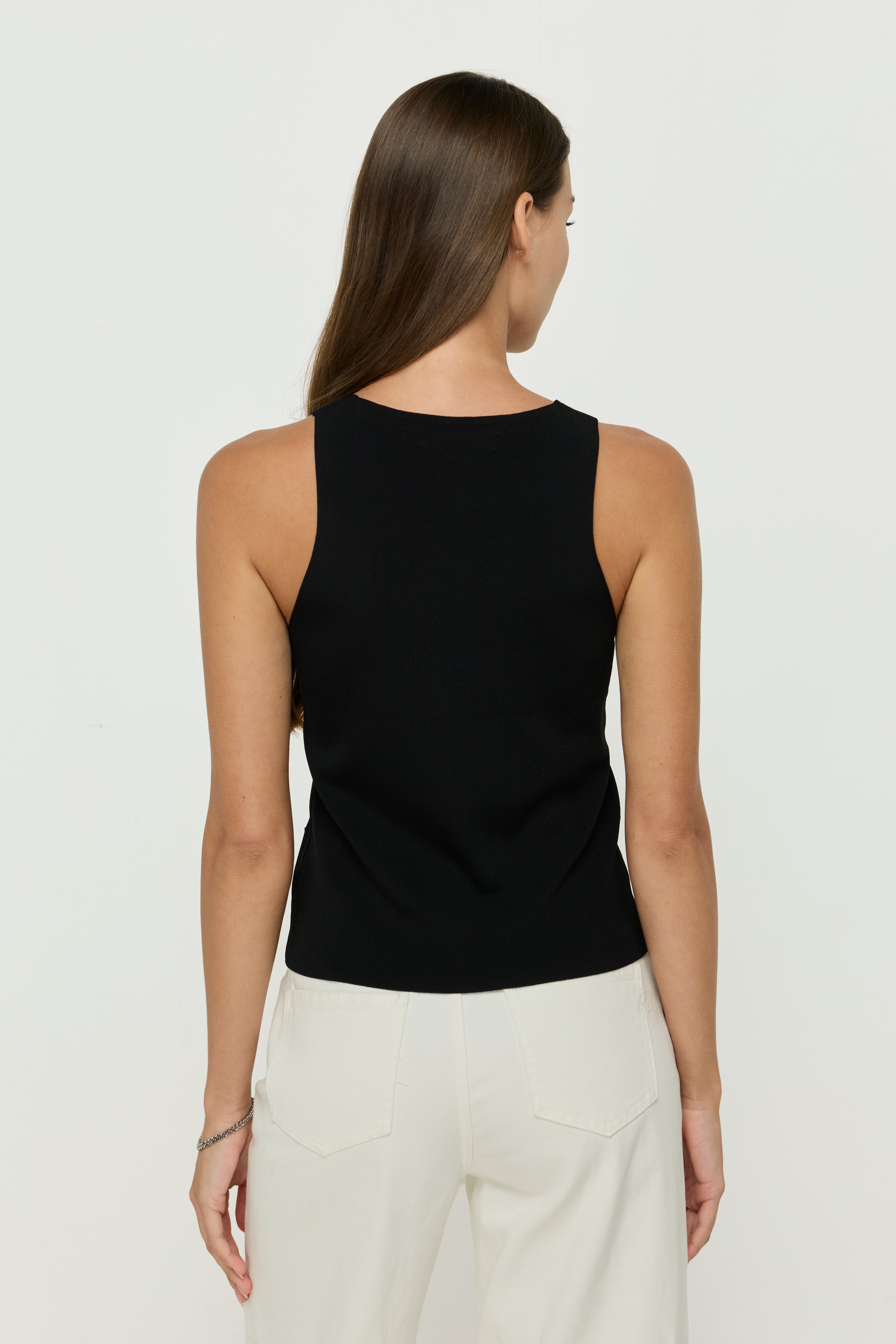 TAILORED BUTTON-FRONT VEST TOP