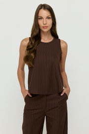PINSTRIPE SLEEVELESS SHELL TOP