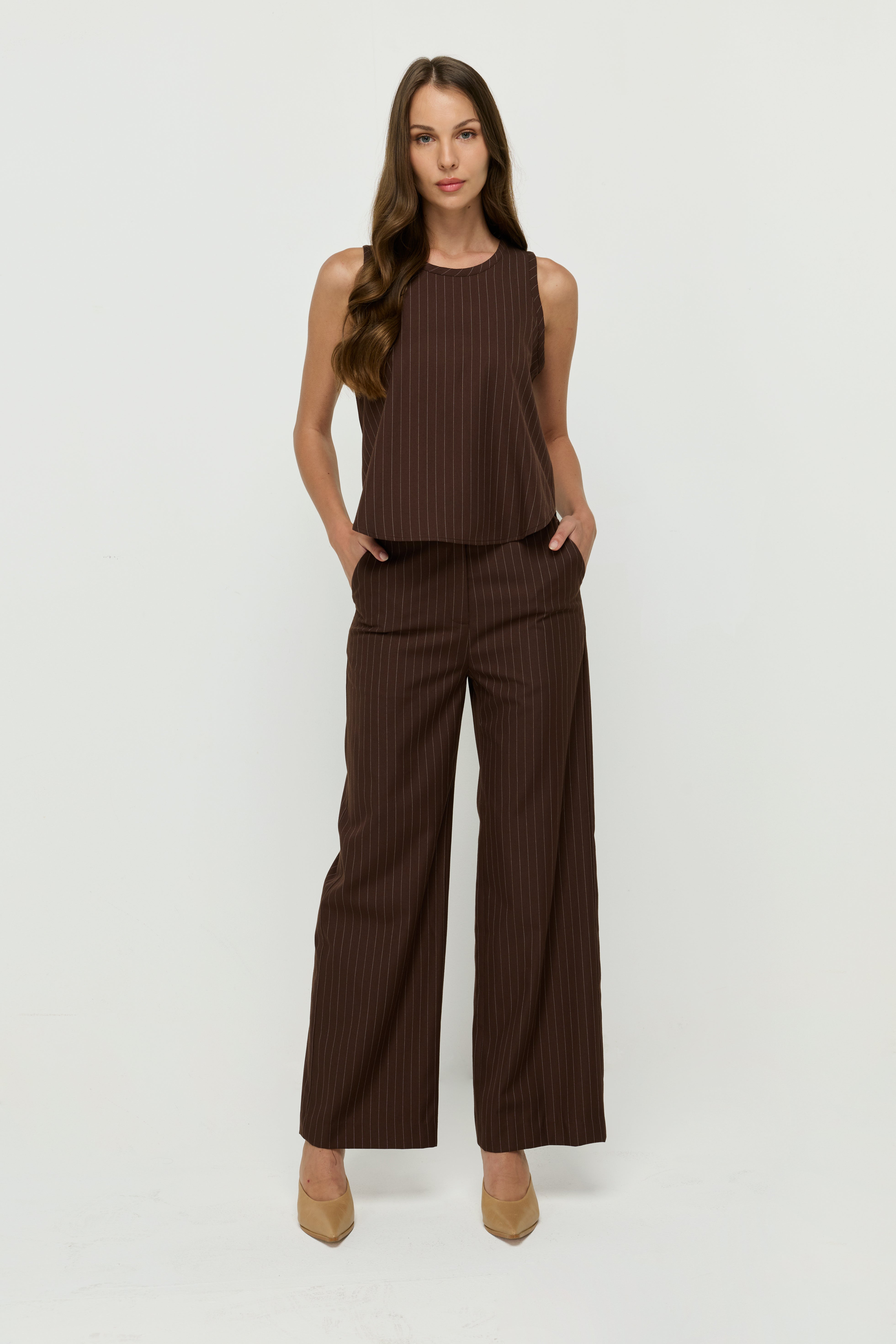 TAILORED PINSTRIPE STRAIGHT-LEG TROUSERS