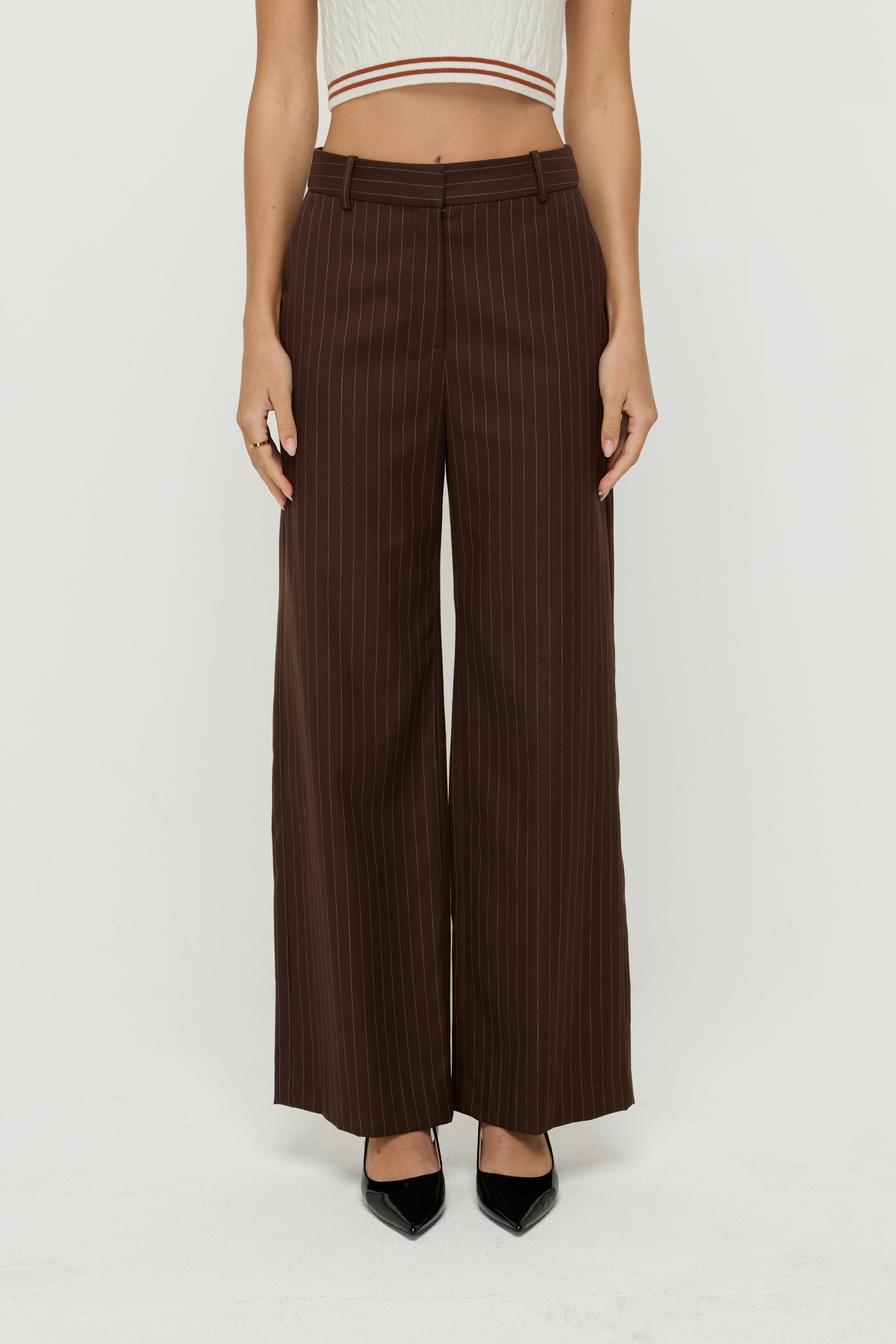 TAILORED PINSTRIPE STRAIGHT-LEG TROUSERS