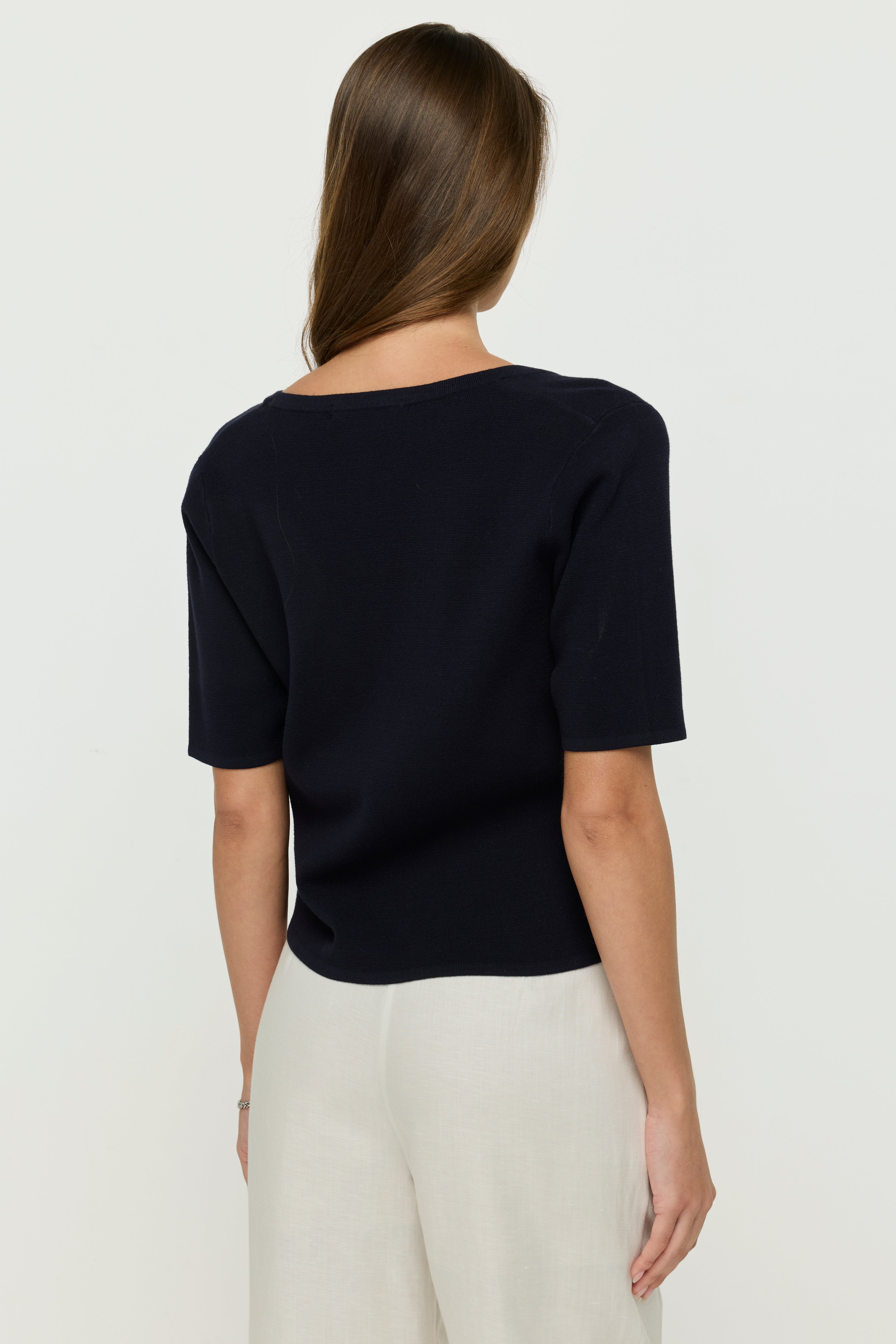 DOUBLE-BREASTED KNIT WRAP TOP