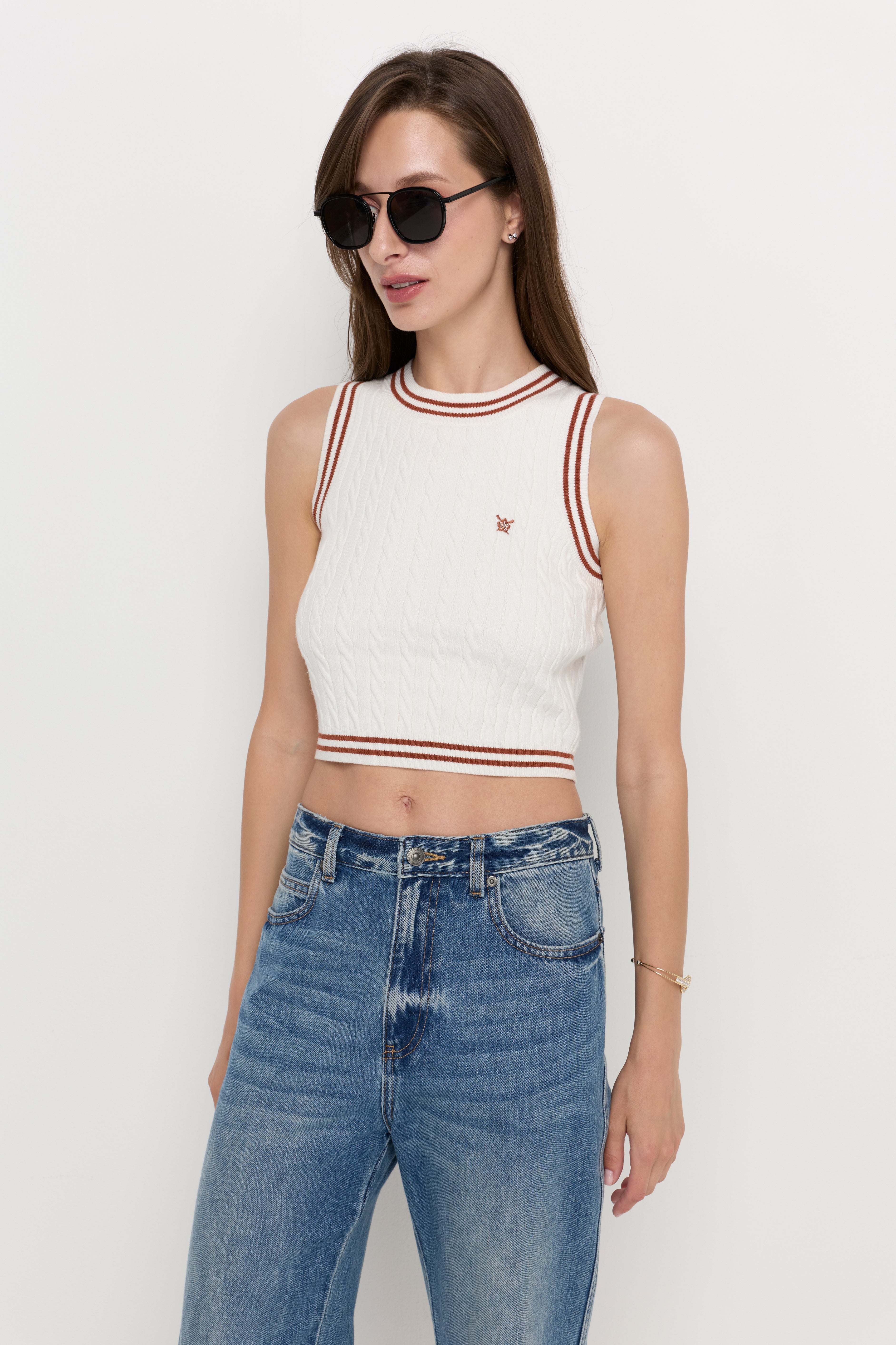 ROUND NECK CAP SLEEVE CROPPED CASUAL