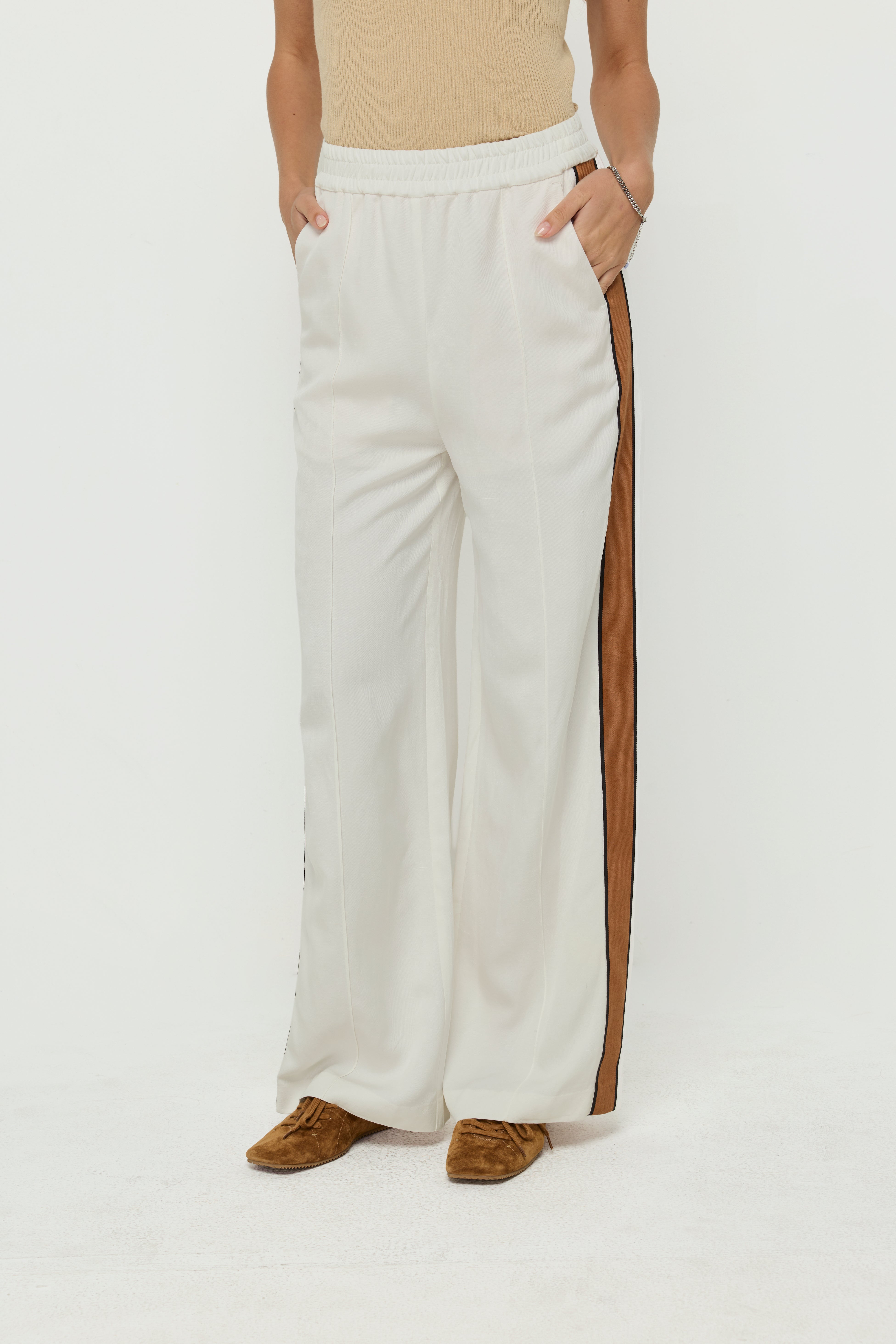 SIDE-STRIPE WIDE-LEG TROUSERS