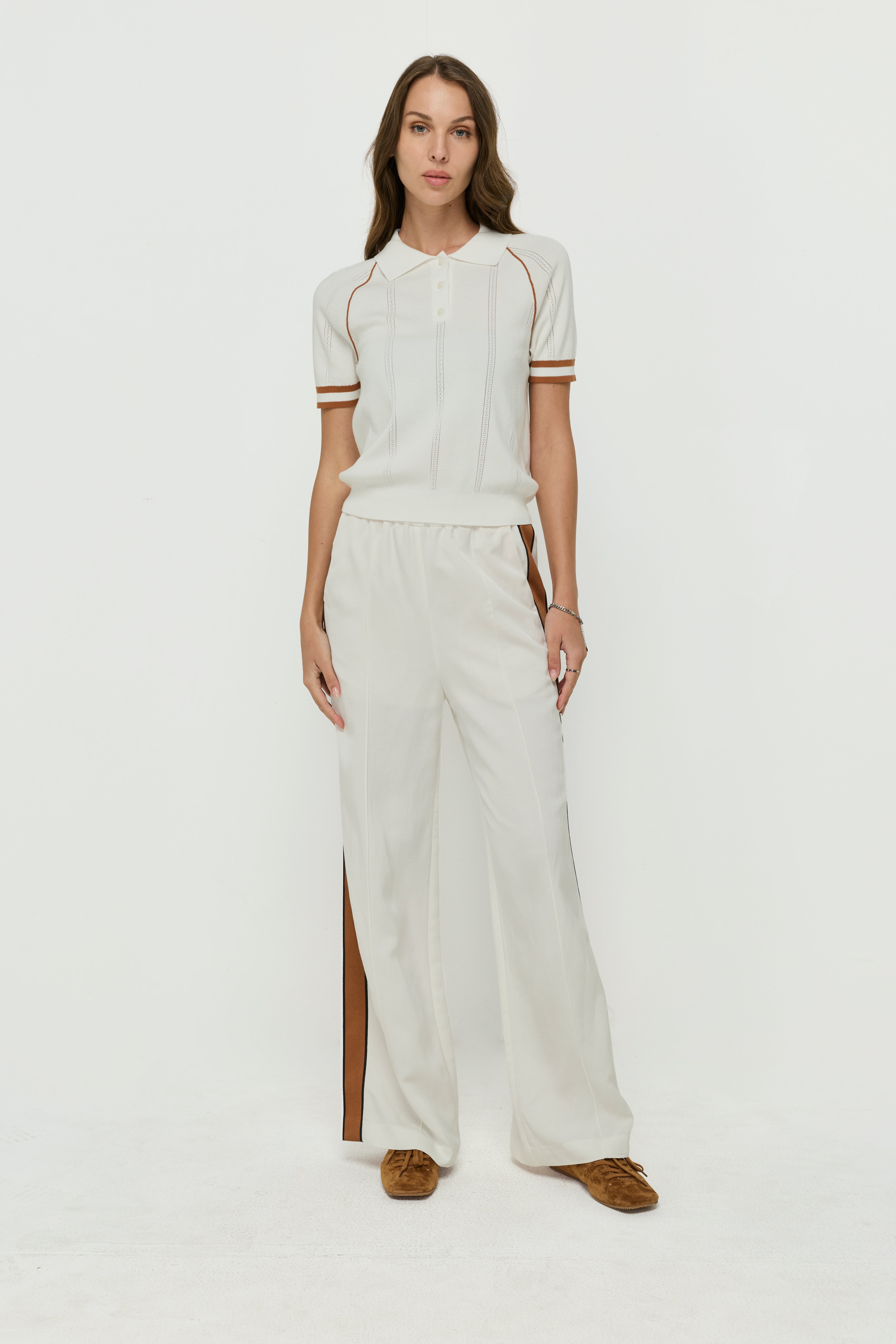 SIDE-STRIPE WIDE-LEG TROUSERS