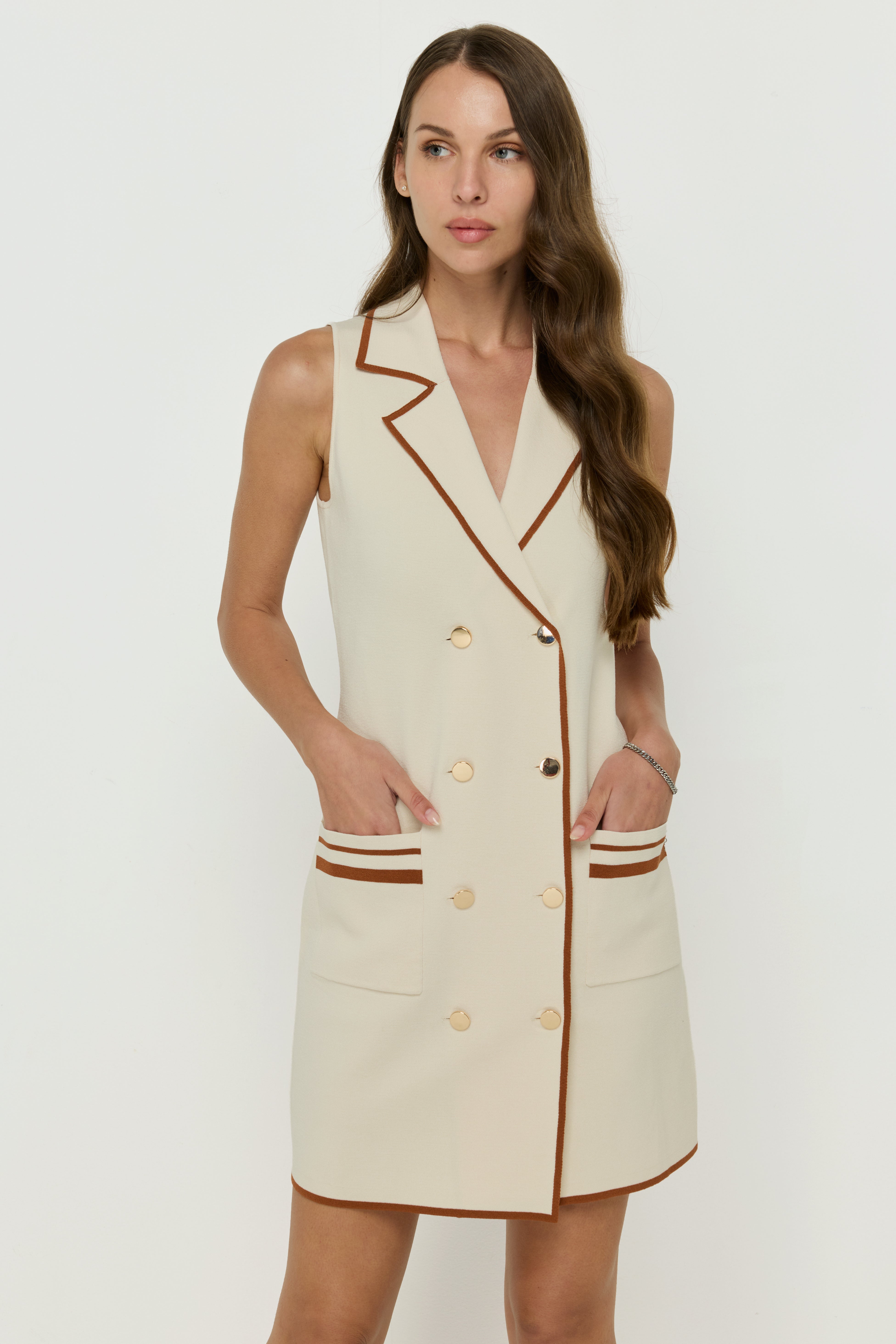 TRIM FLAT-KNIT MINI DRESS