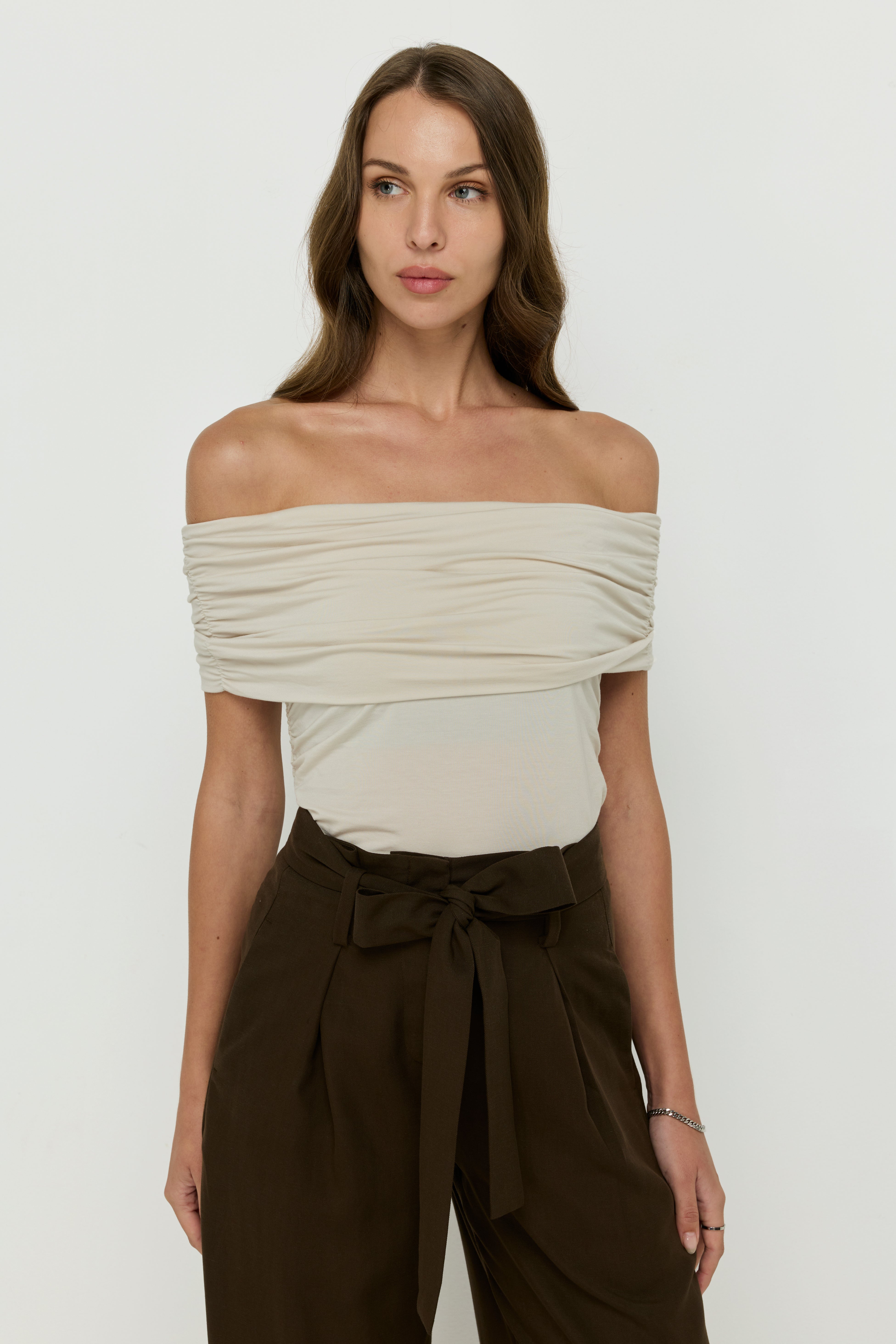 RUCHED OFF-SHOULDER TOP