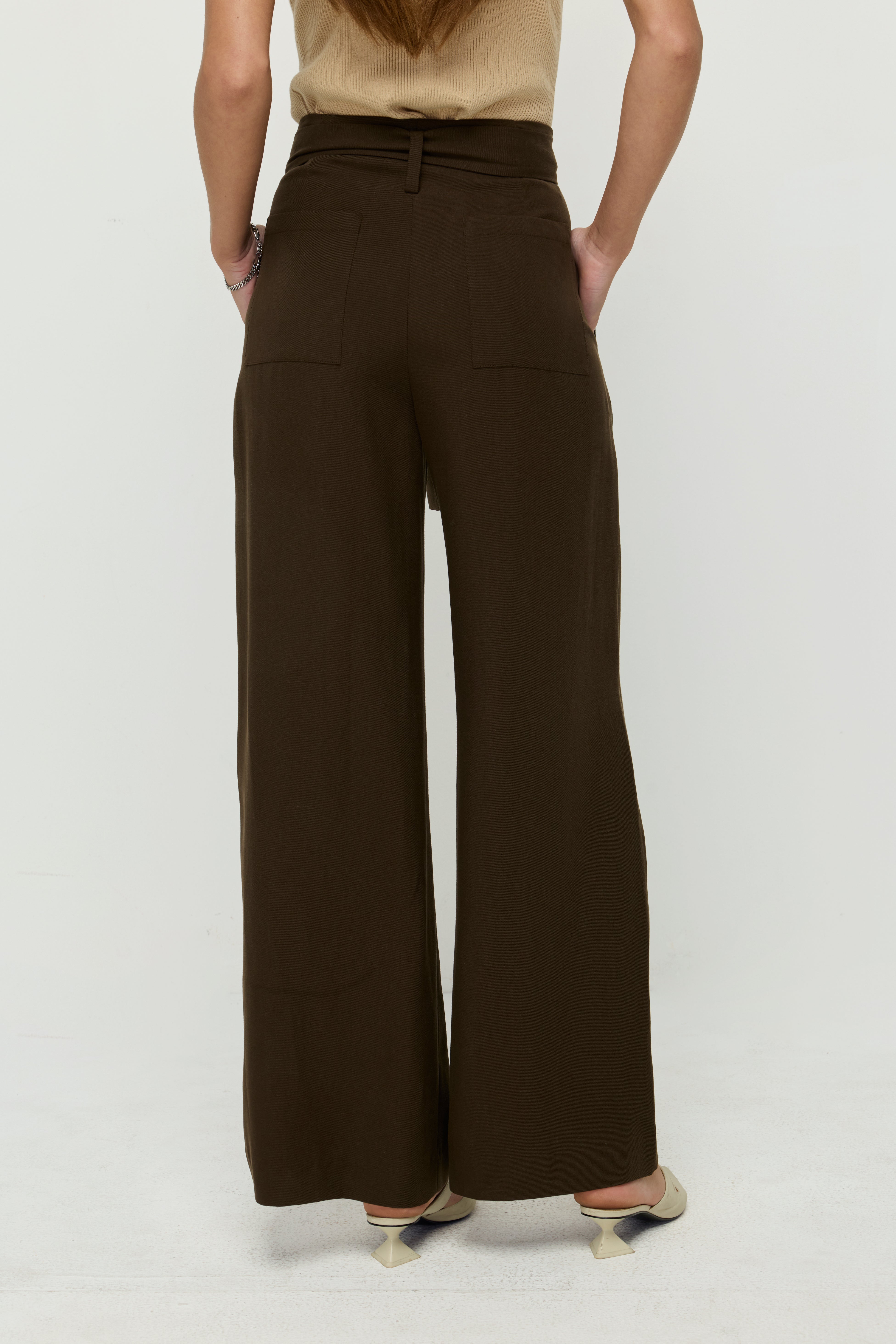 PAPERBAG WAIST WIDE-LEG TROUSERS