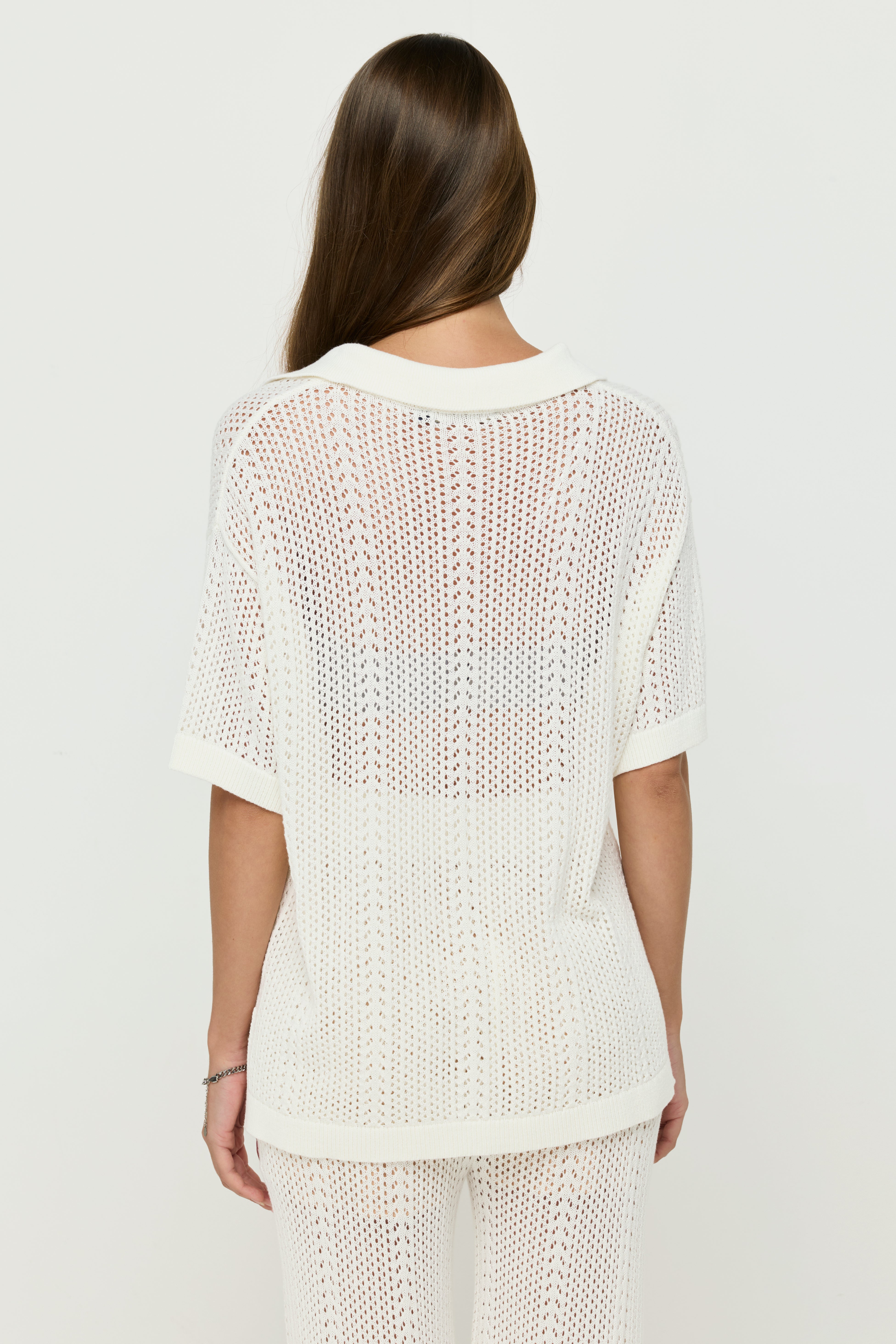 IVORY BREEZE MESH KNIT TOP