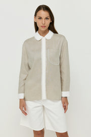 CONTRAST TRIM LINEN SHIRT