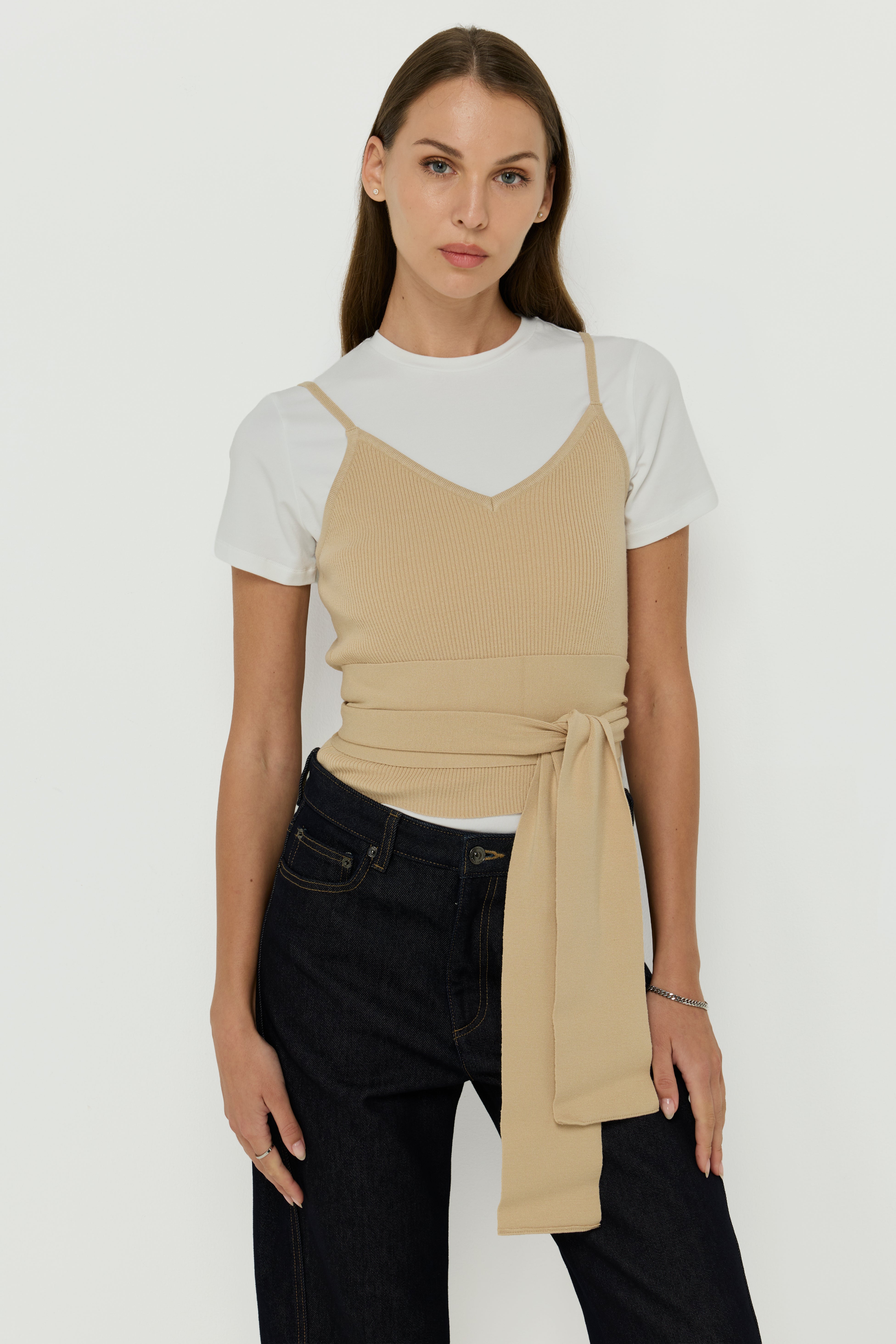 LAYERED KNIT CAMISOLE TOP