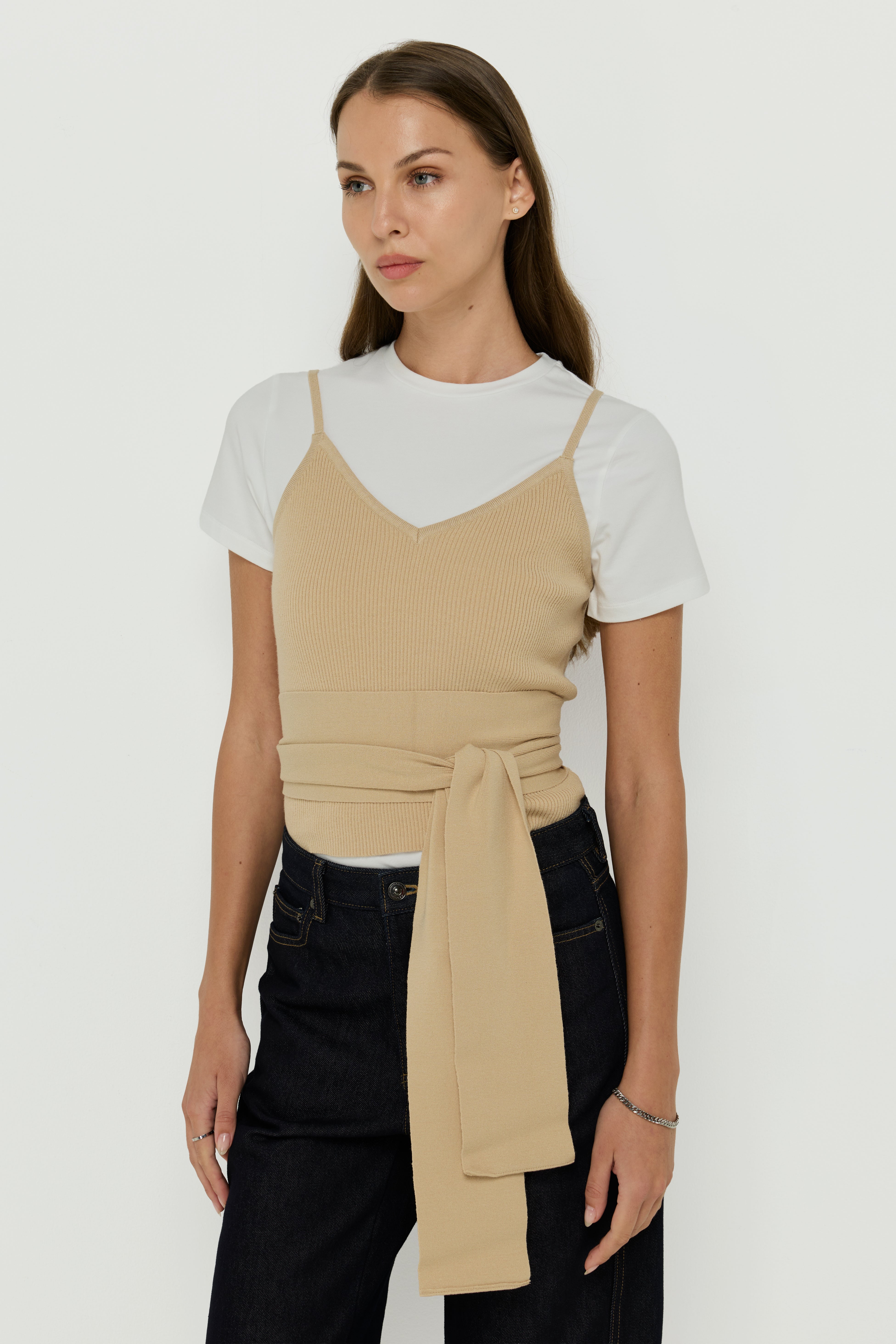 LAYERED KNIT CAMISOLE TOP