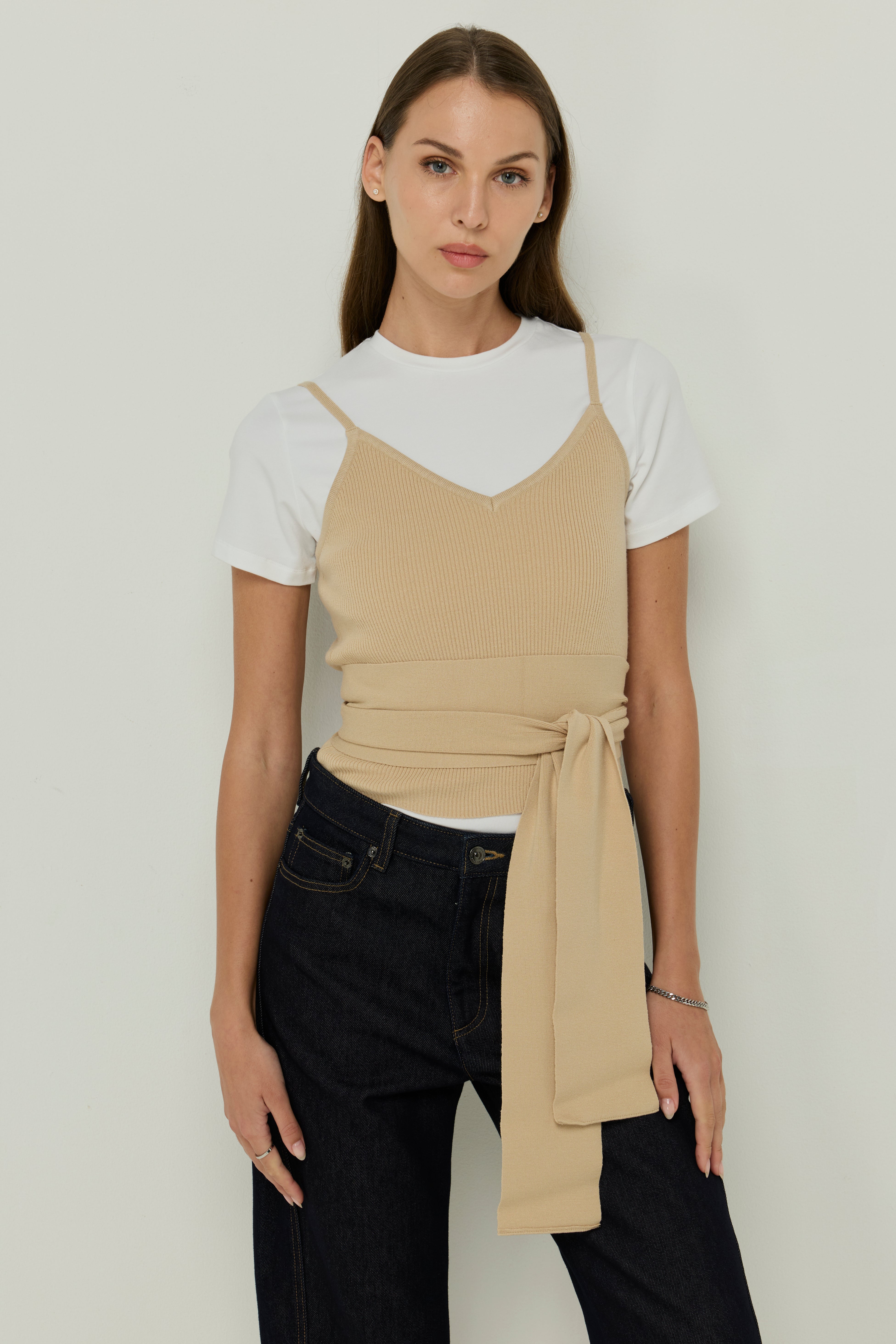 CROP CAMI TOP TIE WRAP UP TOPS