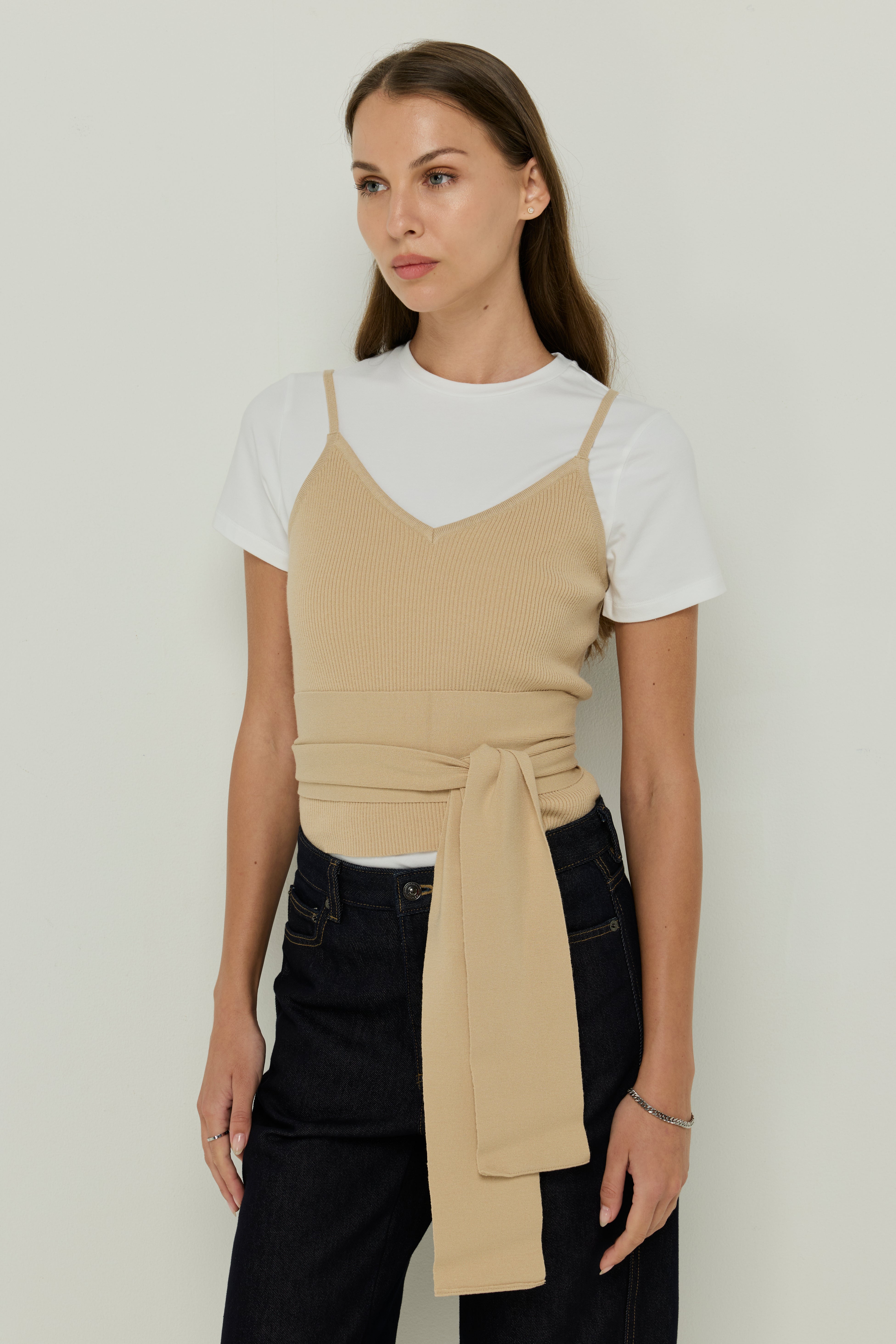 CROP CAMI TOP TIE WRAP UP TOPS