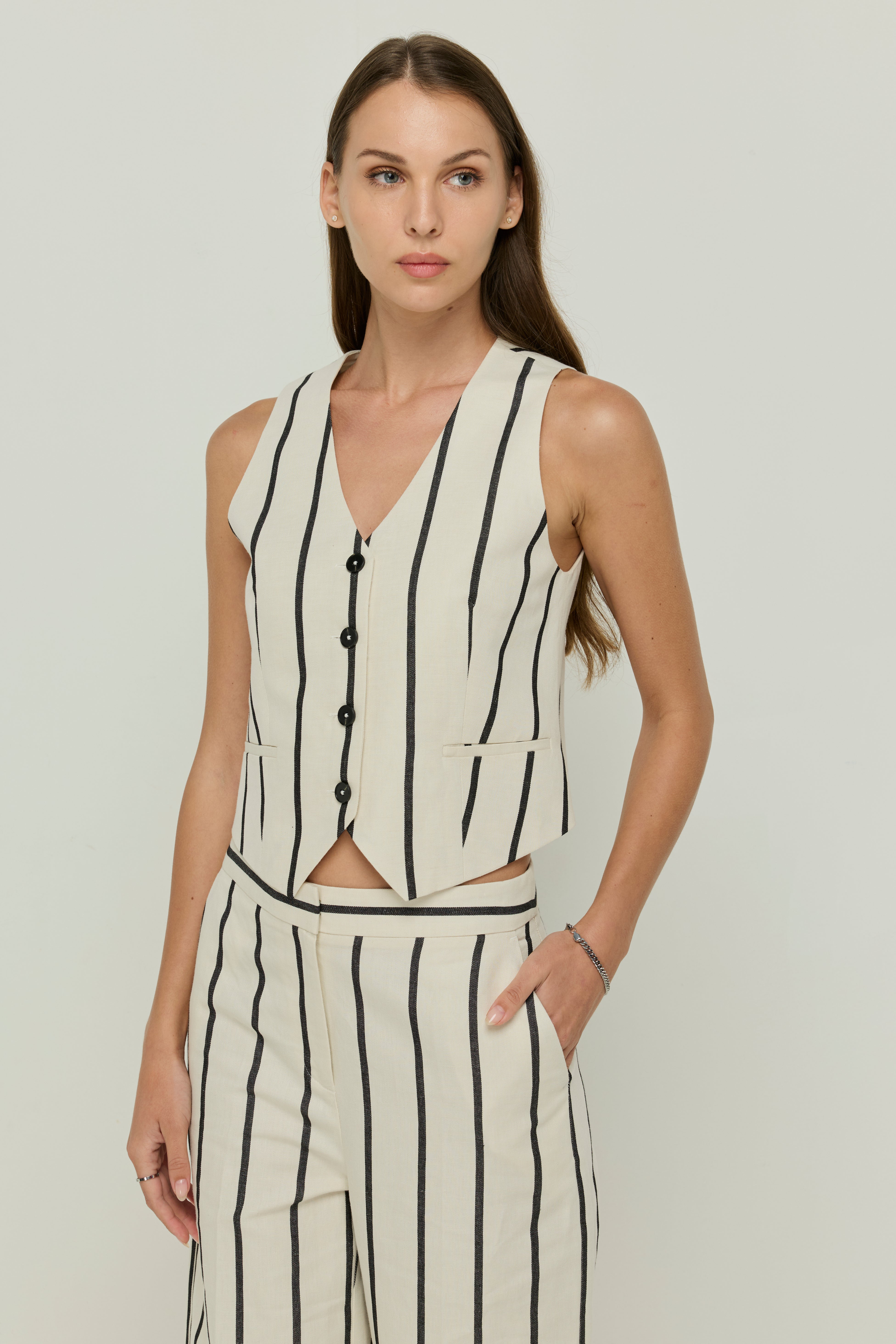 LINEN STRIPED VEST