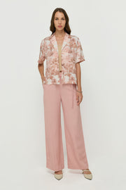 BLUSH WRAP WAIST WIDE-LEG TROUSERS