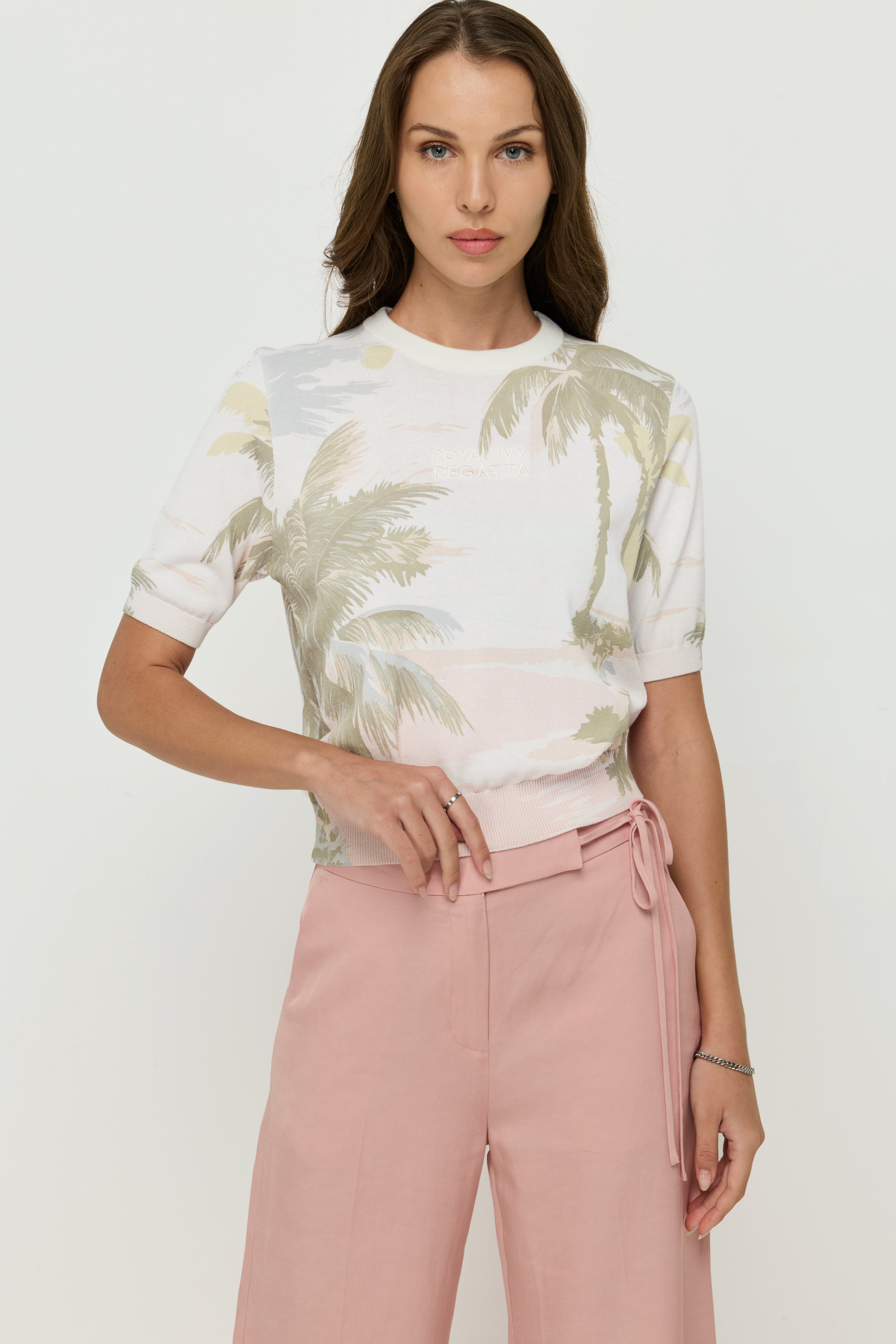 TROPICAL SCENIC KNIT TOP