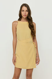 BUTTER YELLOW WRAP MINI DRESS