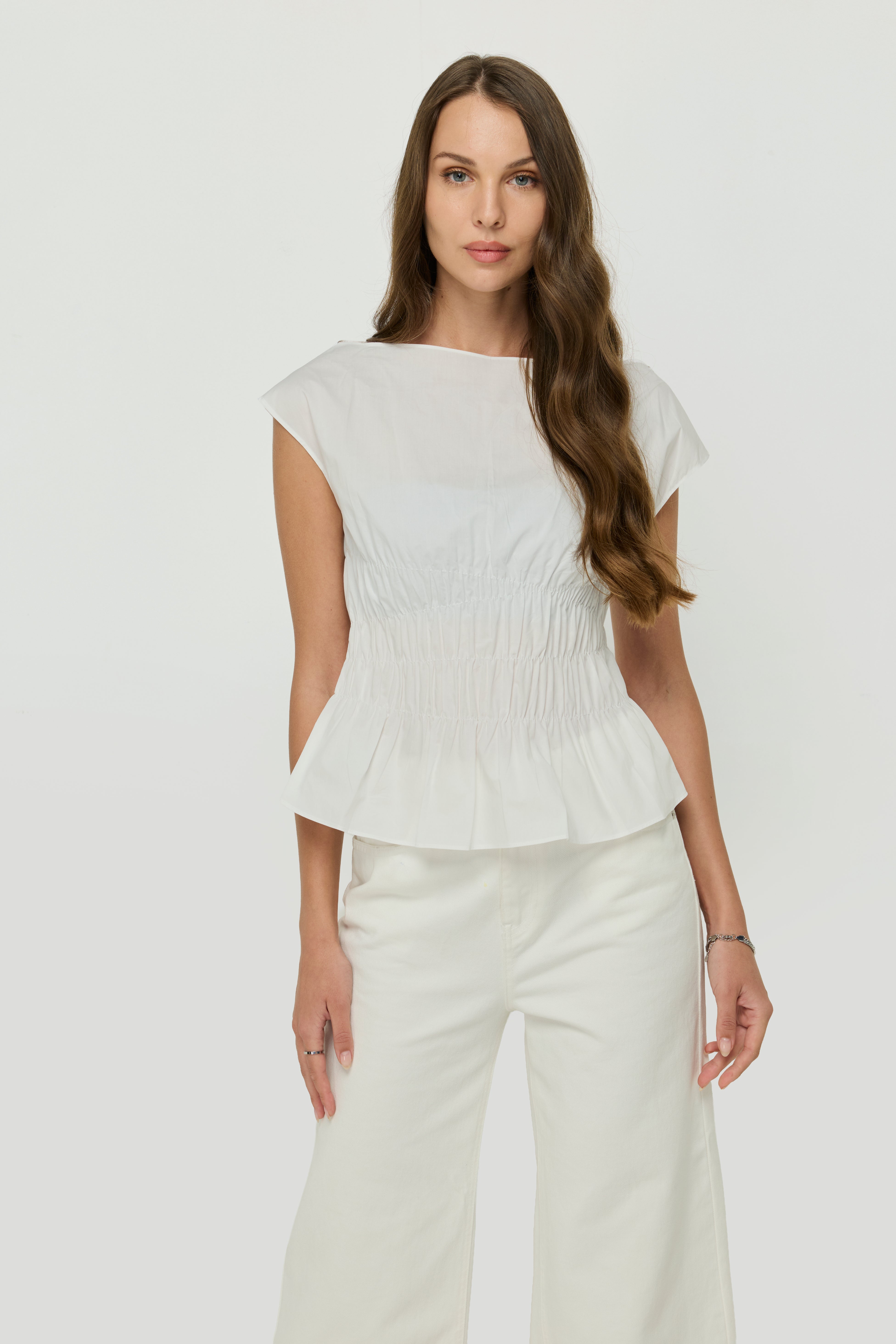 COCOA SMOCKED WAIST BLOUSE