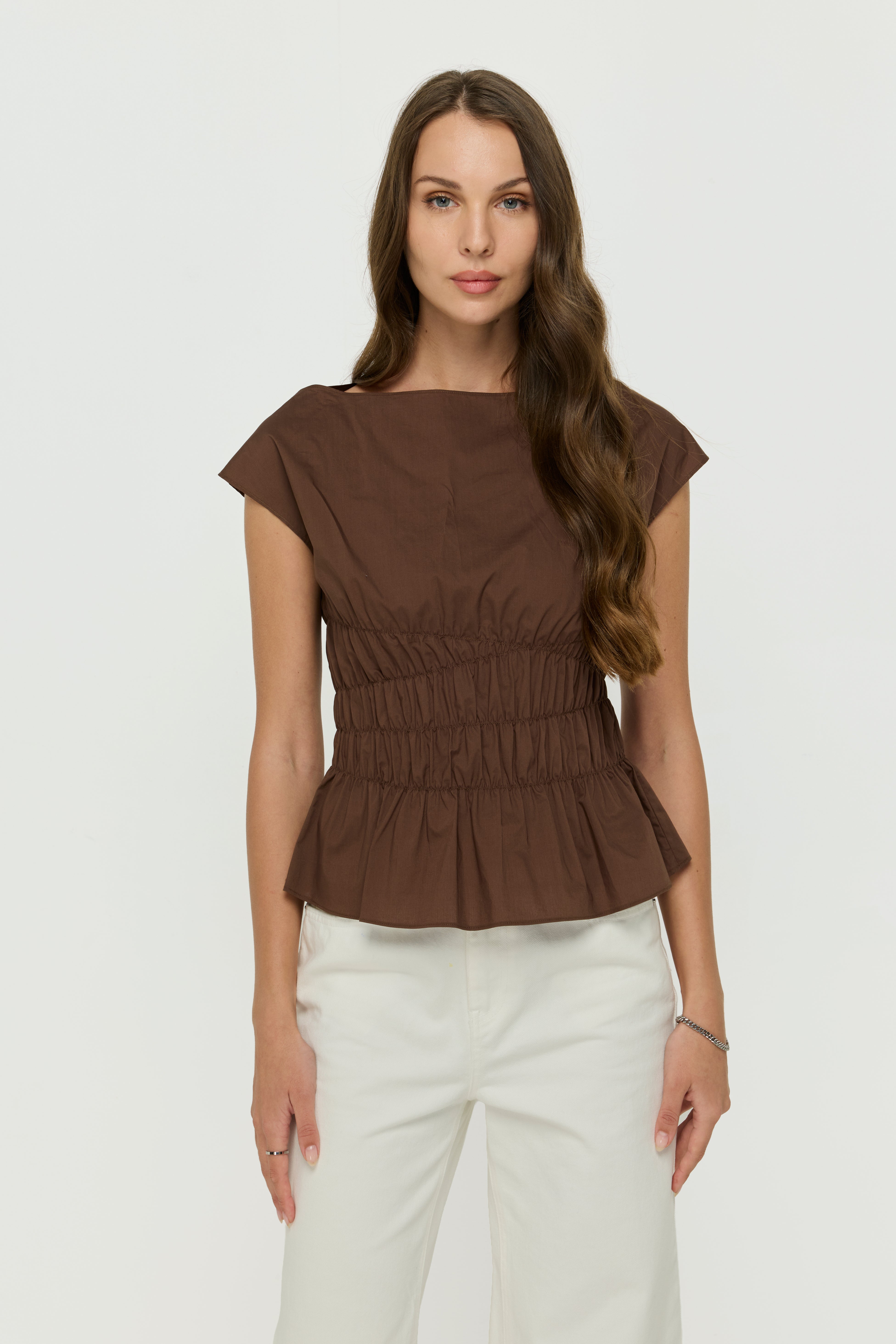 COCOA SMOCKED WAIST BLOUSE