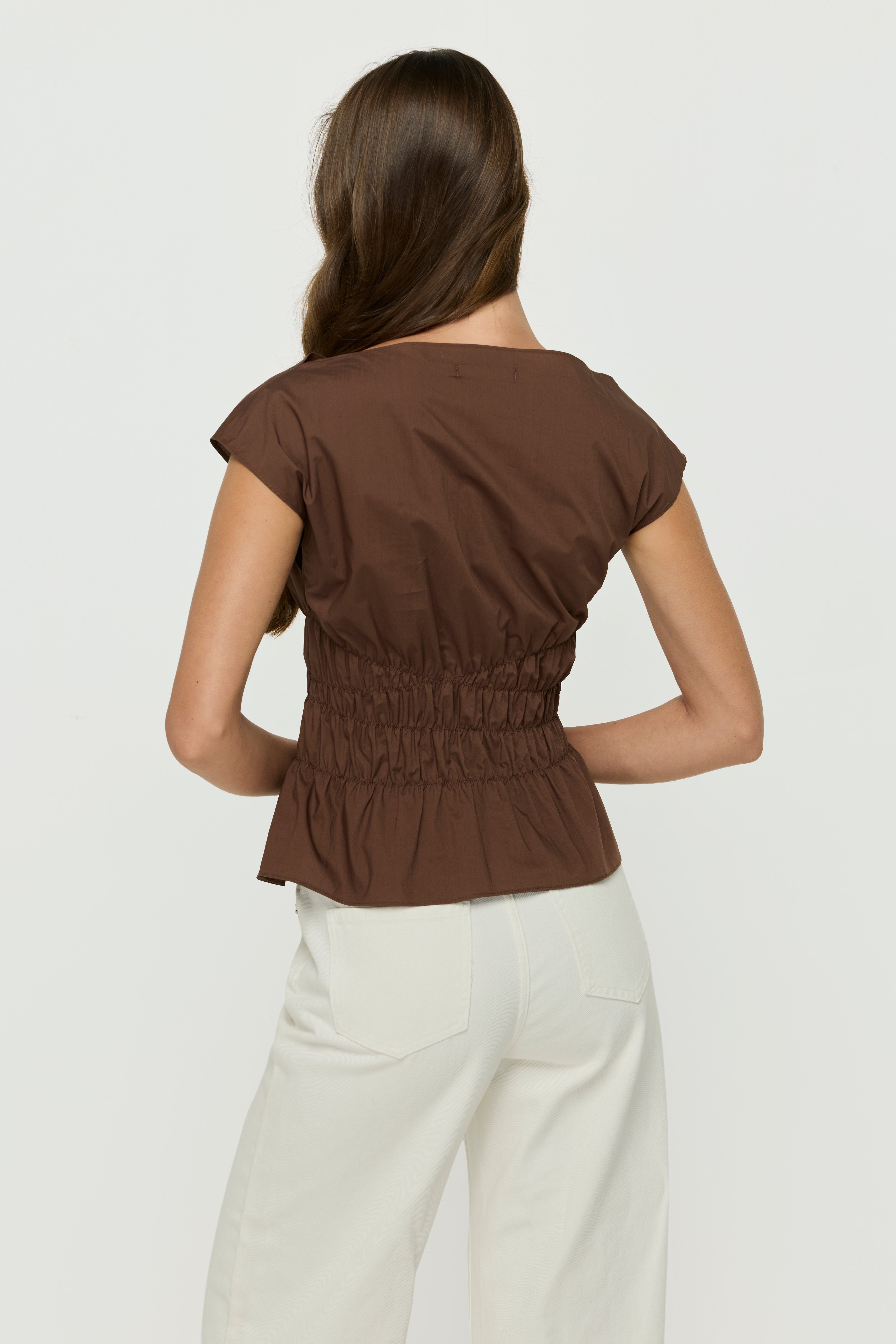 COCOA SMOCKED WAIST BLOUSE