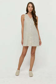 MINIMAL BUTTON-FRONT SLEEVELESS DRESS