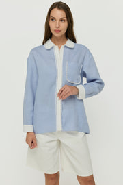 CONTRAST TRIM LINEN SHIRT