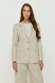 TAILORED LINEN-BLEND BLAZER