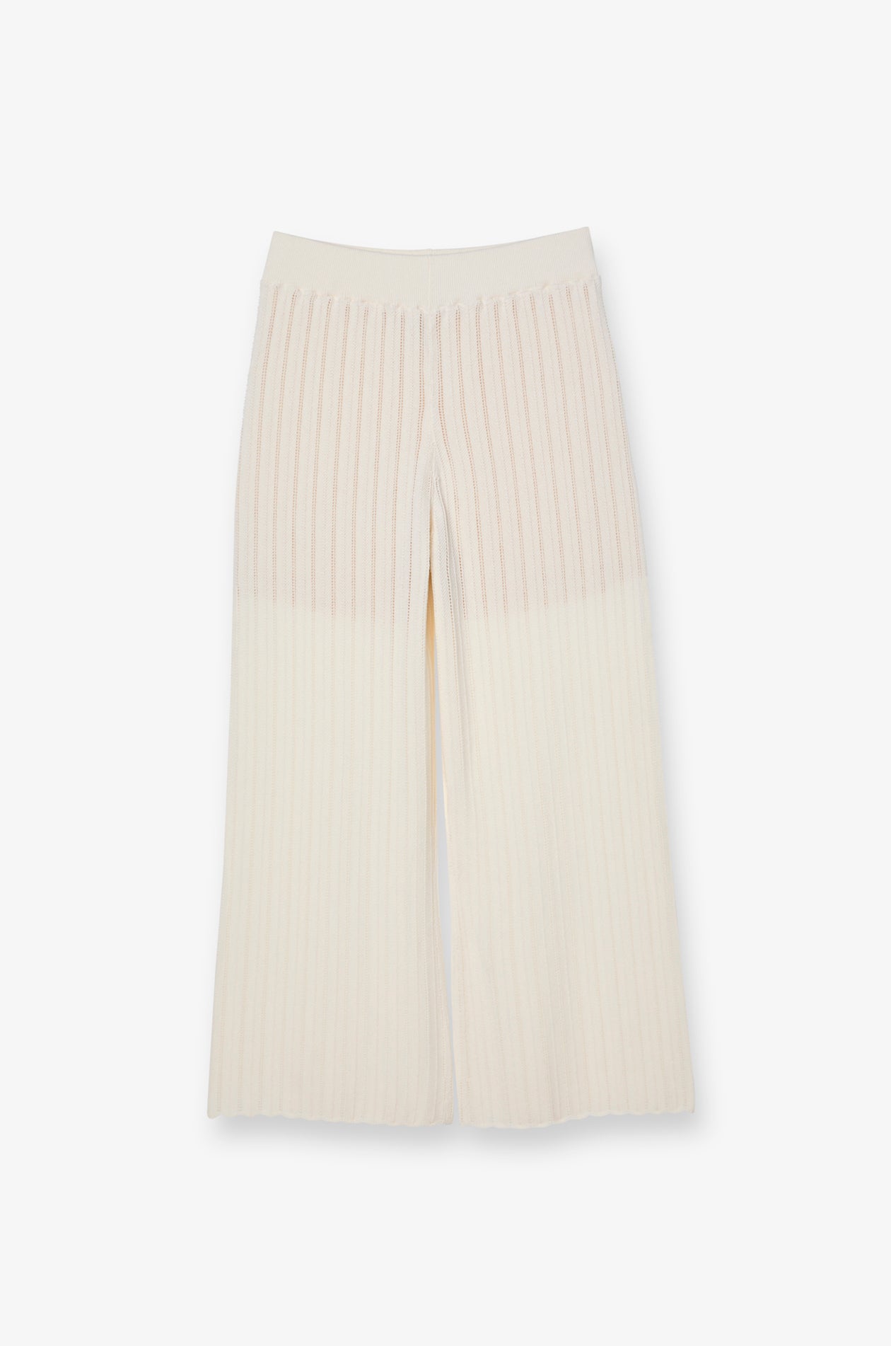 RIBBED KNIT WIDE-LEG PANTS