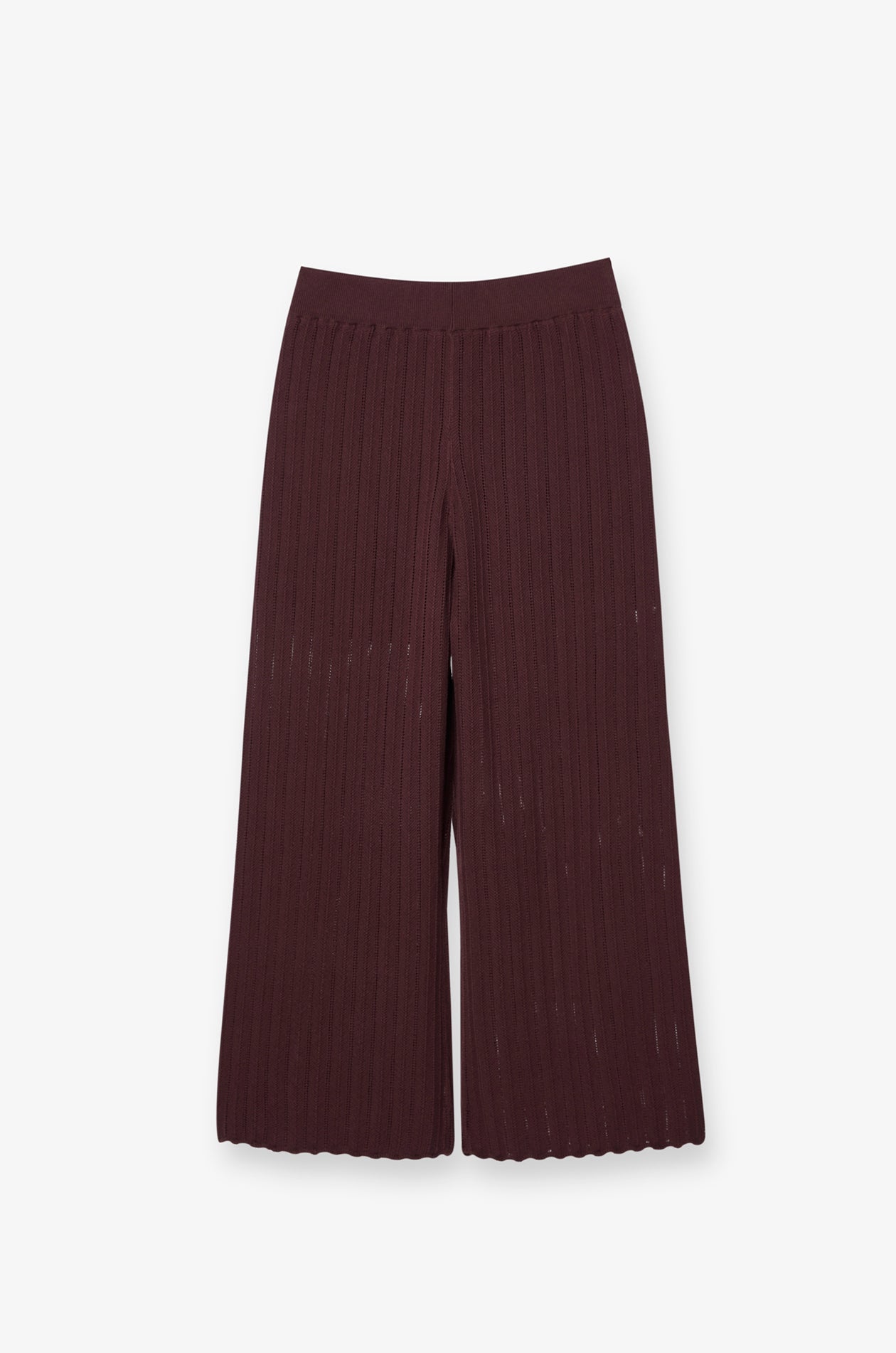 RIBBED KNIT WIDE-LEG PANTS