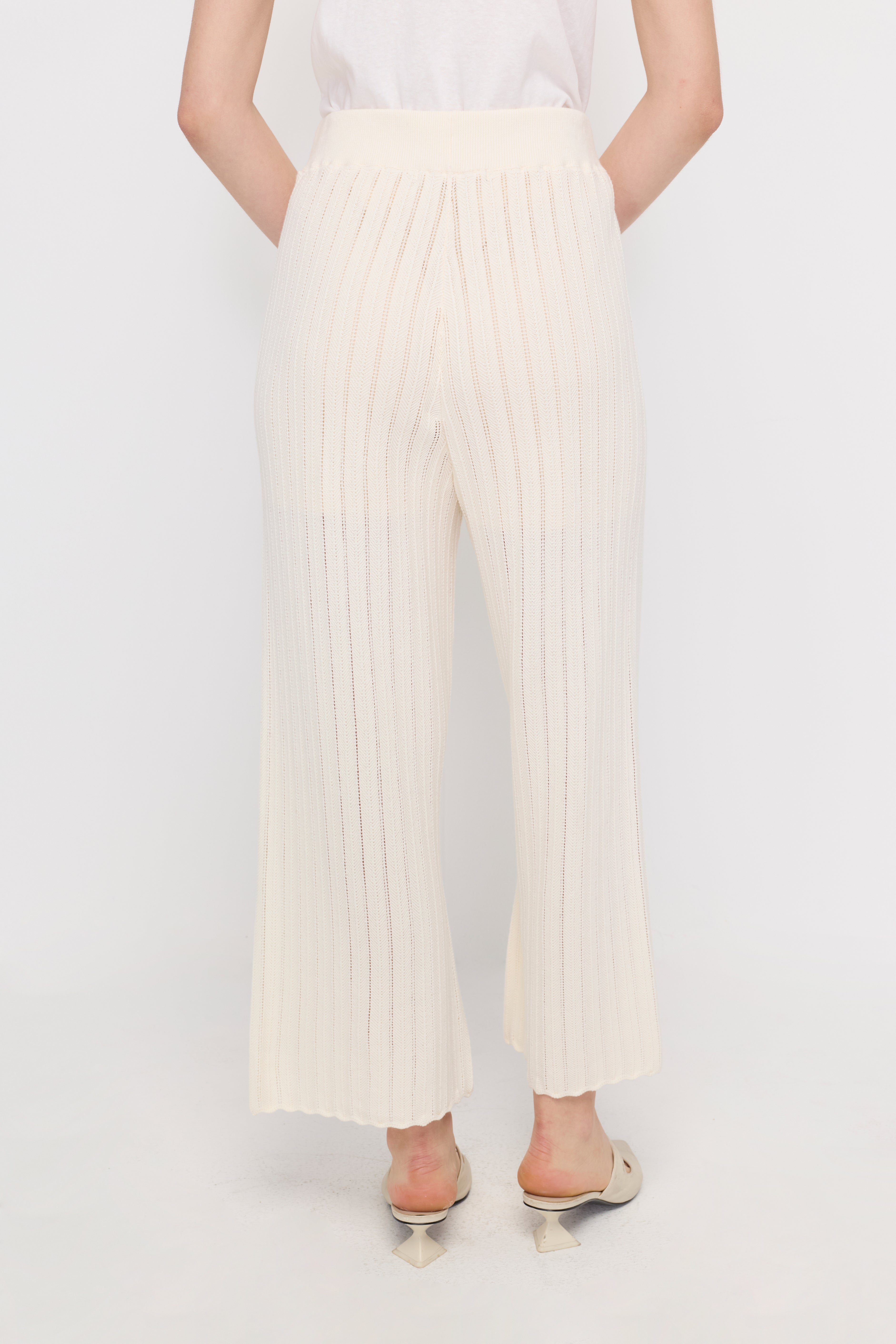 RIBBED KNIT WIDE-LEG PANTS
