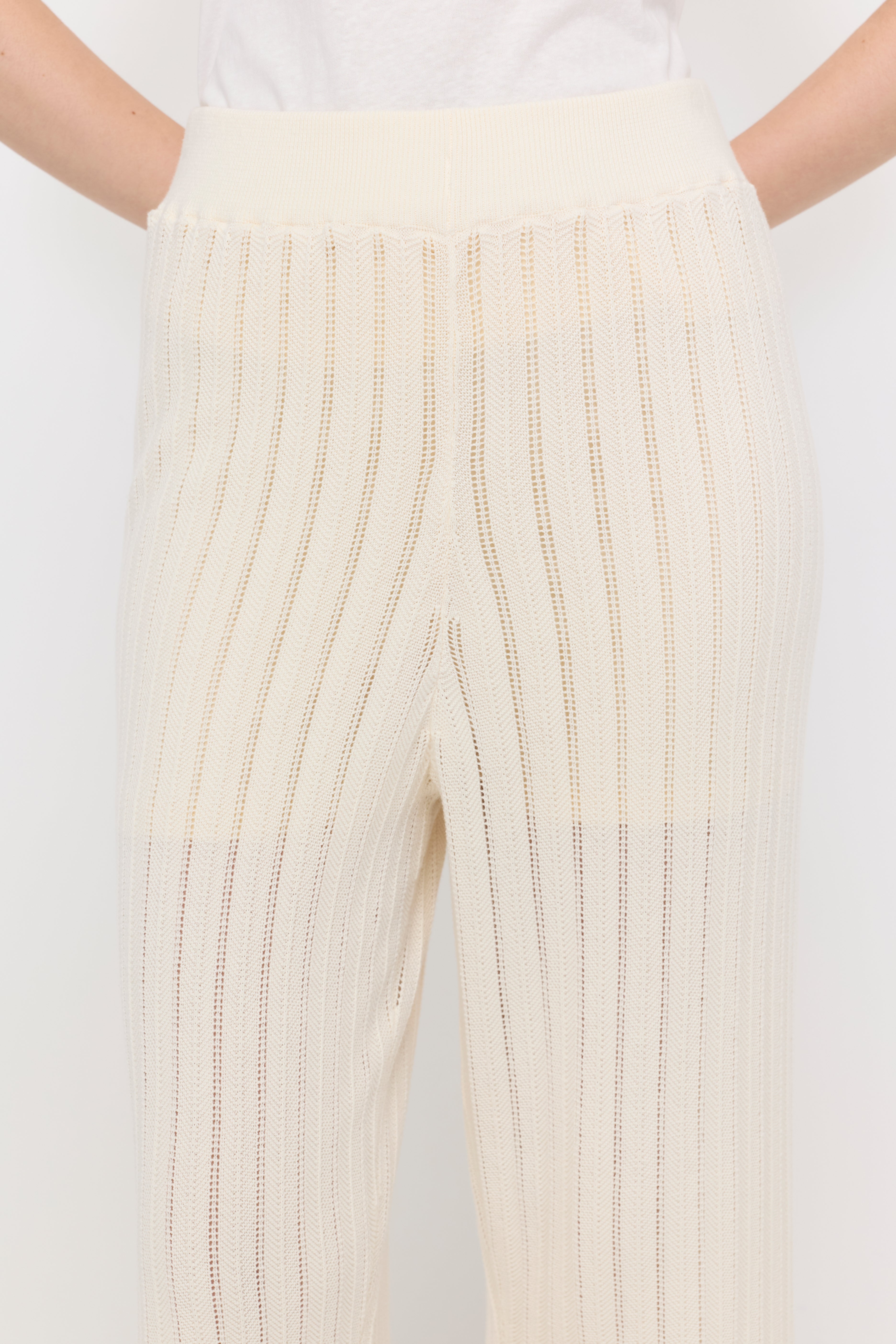 RIBBED KNIT WIDE-LEG PANTS