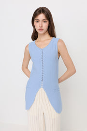 TEXTURED TRIM SLEEVELESS VEST TOP